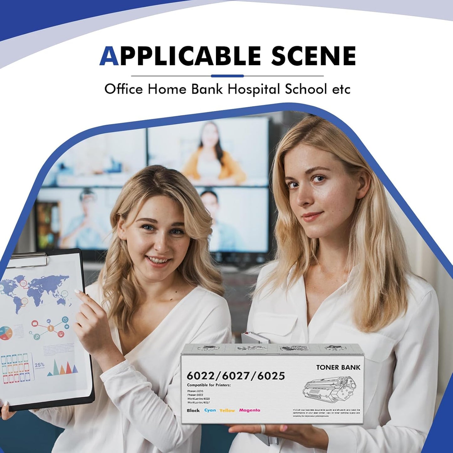 6022 6027 Toner Cartridge Compatible Replacement for Xerox Phaser 6022 6020 for WorkCentre 6027 6025 Printer (106R02756 Cyan, 106R02757 Magenta, 106R02758 Yellow, 106R02759 Black)