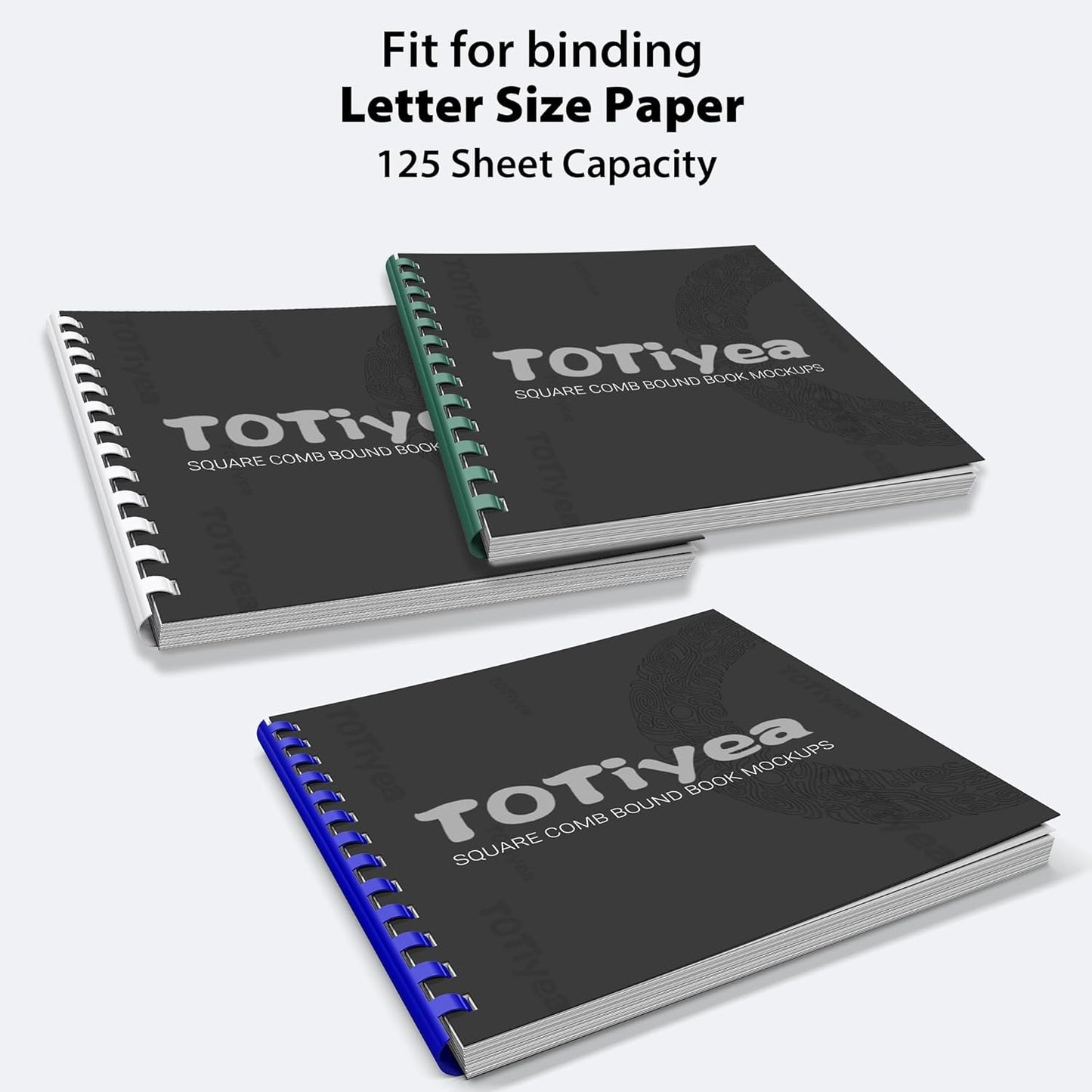 TOTiyea 60 Pack 19 Ring Plastic Binding Combs, Comb Binding Spines, 5/8 Inch (16mm) Diameter, 125 Sheet Capacity, Letter Size, Assorted Colors (Clear, White, Red, Yellow, Blue, and Green)