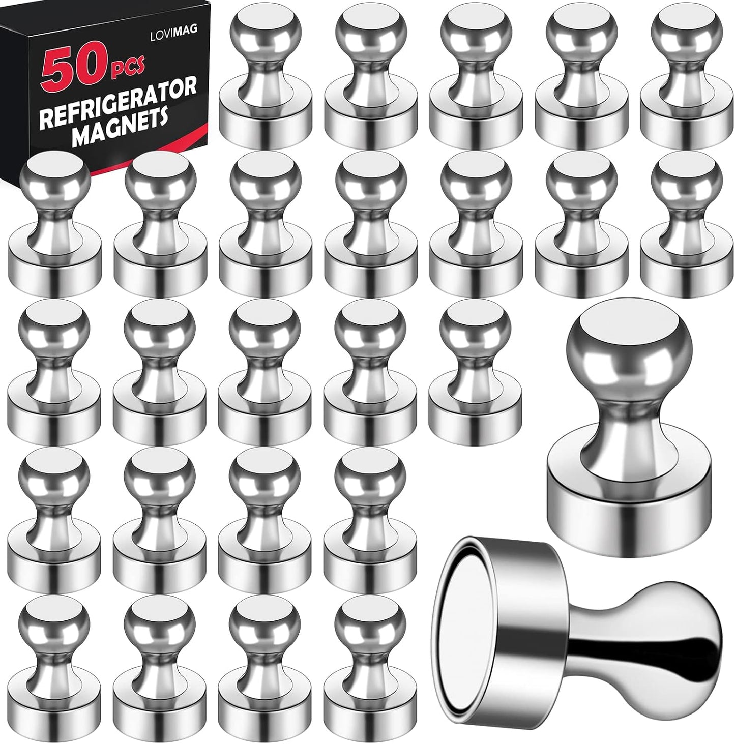 LOVIMAG 50Pcs Fridge Magnets Strong Adult Magnet for Whiteboard, Office, Classroom, Map