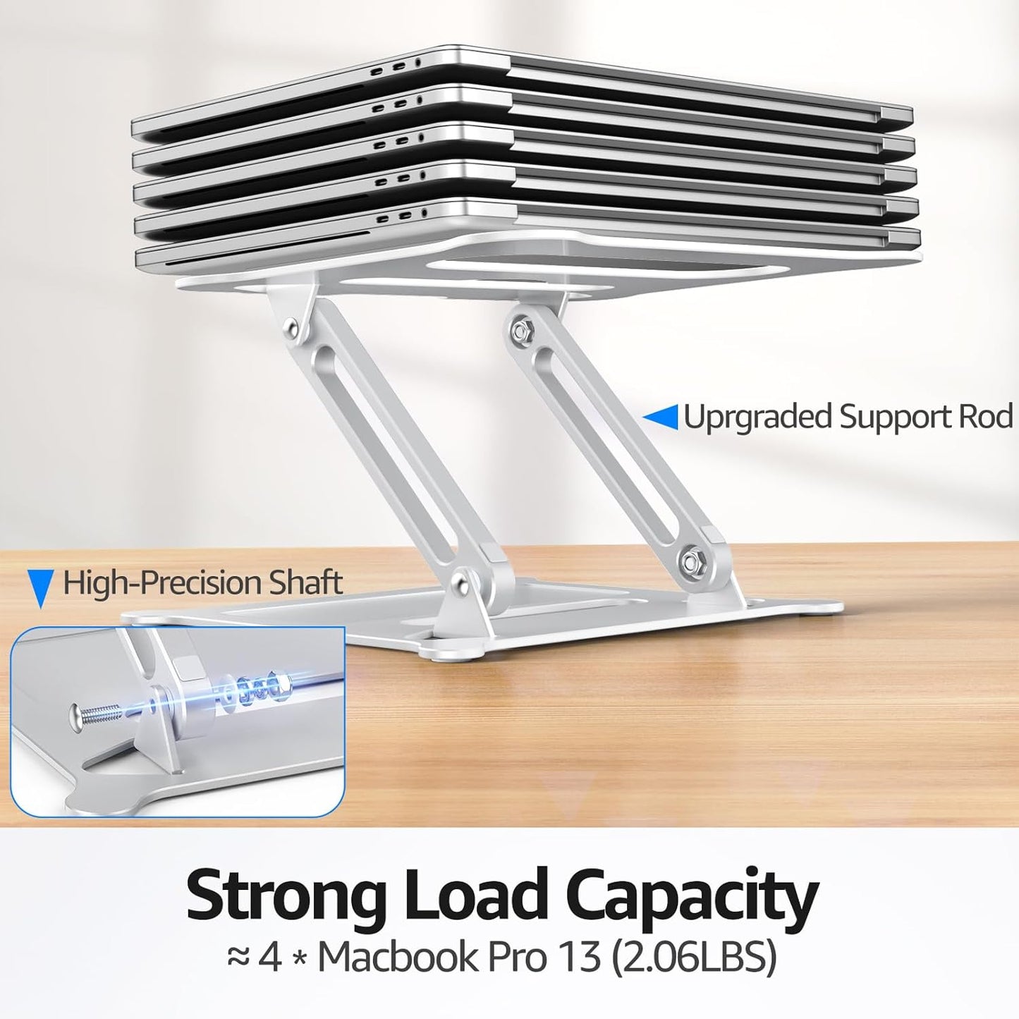 Urmust Laptop Notebook Stand Holder Adjustable Ultrabook Stand Riser Portable Compatible with MacBook Air Pro HP Dell XPS Lenovo All laptops 10-15.6"(Silver)