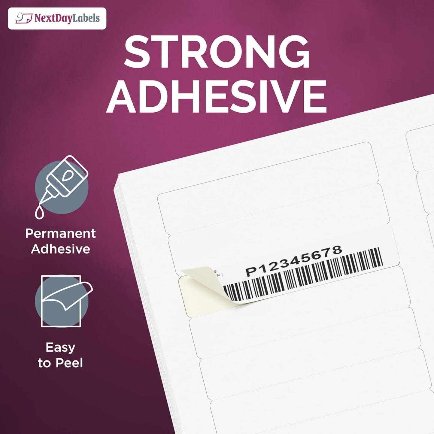 NextDayLabels - 3-7/16" x 2/3" Rectangular Sticker Labels for Printer - White Laser/Inkjet Printer Labels Return Address Labels Shipping Label Stickers (500 Sheets, 30 Per Sheet, 1500 Labels)