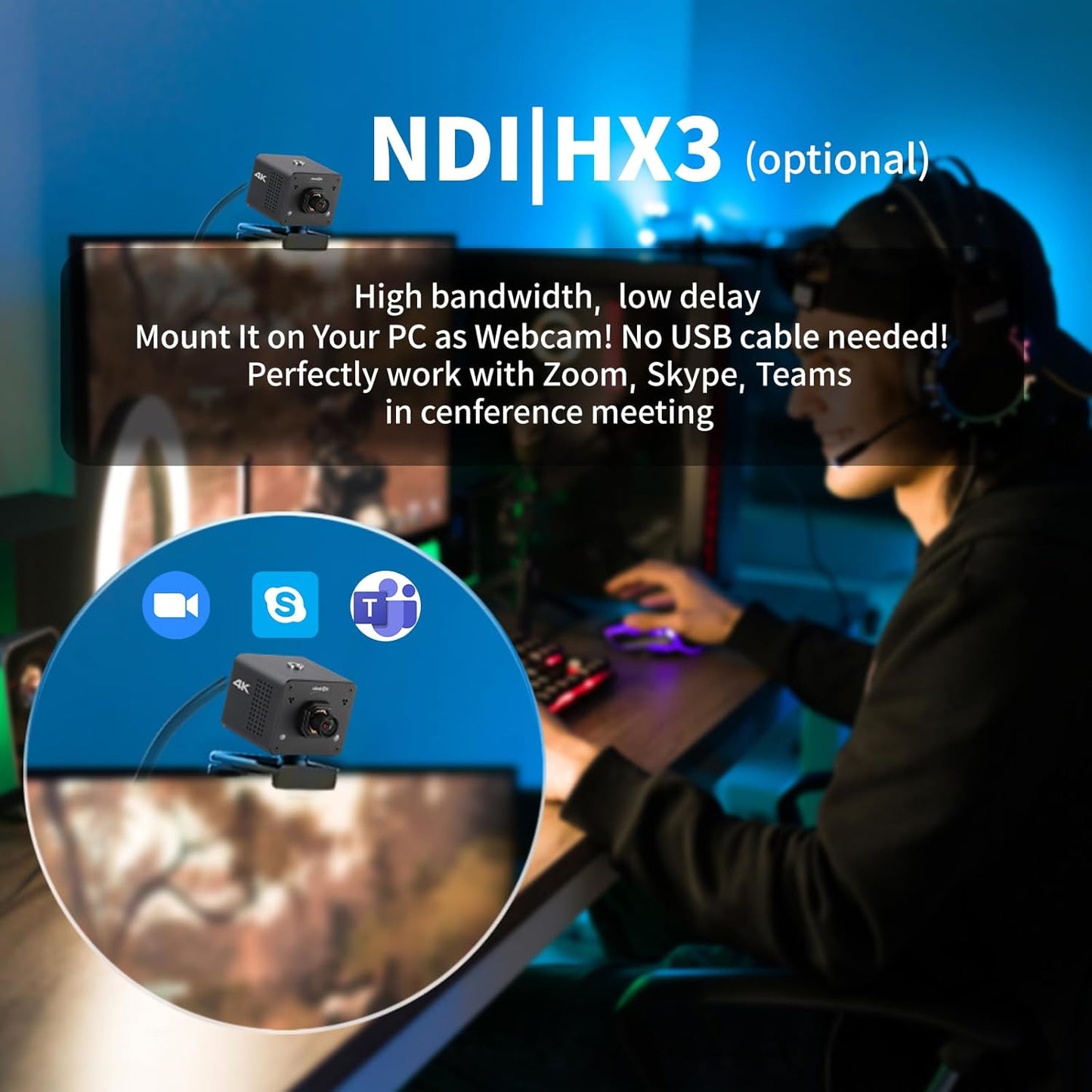 4K Native NDI|HX3 POV Box Camera PoE, Simultaneously HDMI & SDI Output, RTSP/RTMP(s)/SRT, Standalone Live Streaming to YouTube/Facebook/Twitch for Webcast, Meeting, Teaching & Gaming (M12 AF)