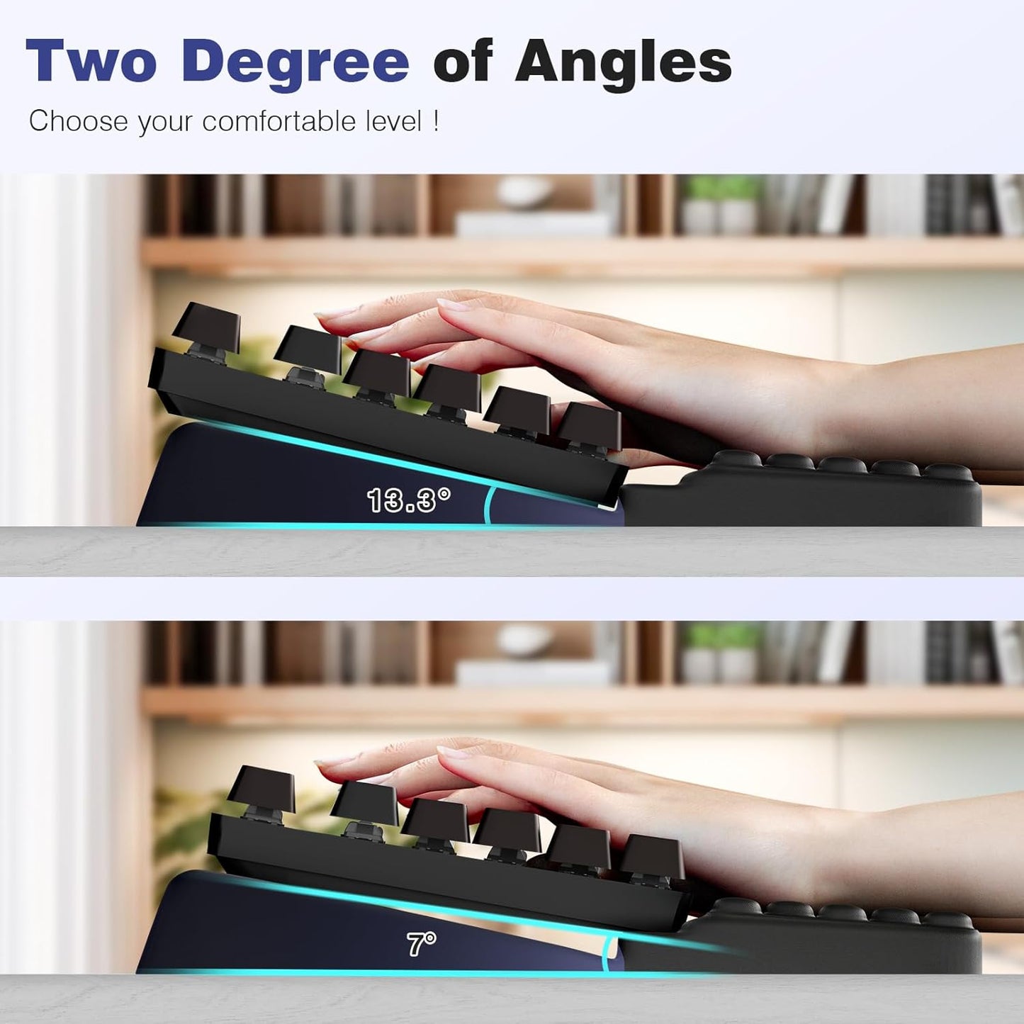 Ospelelf Ergonomic Keyboard Wrist Rest Stand Riser Holder Pad for Typing Black Blue