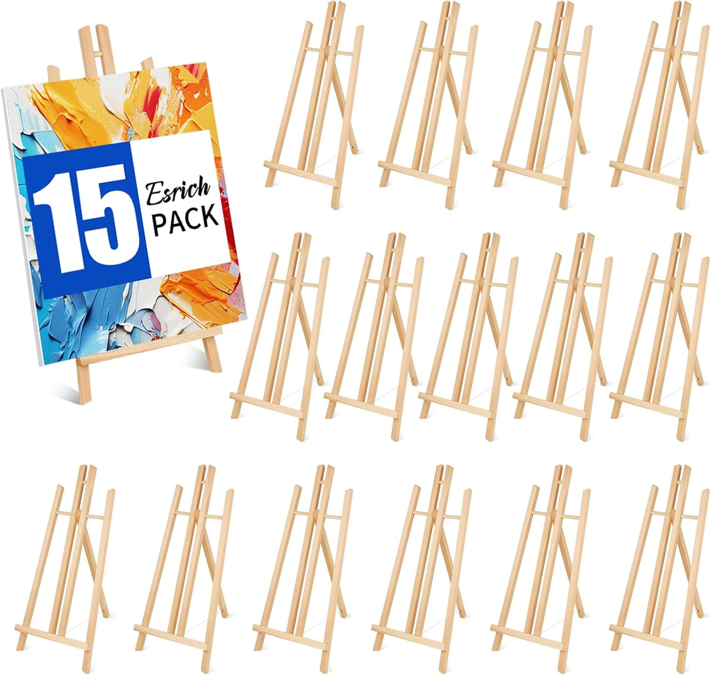 ESRICH 15pcs 17 Inch Tabletop Easels, Easel Stand for Painting,Tripod, Painting Party Easel, Kids Student Desktop Easel for Painting,Paint Easel for Canvas Painting