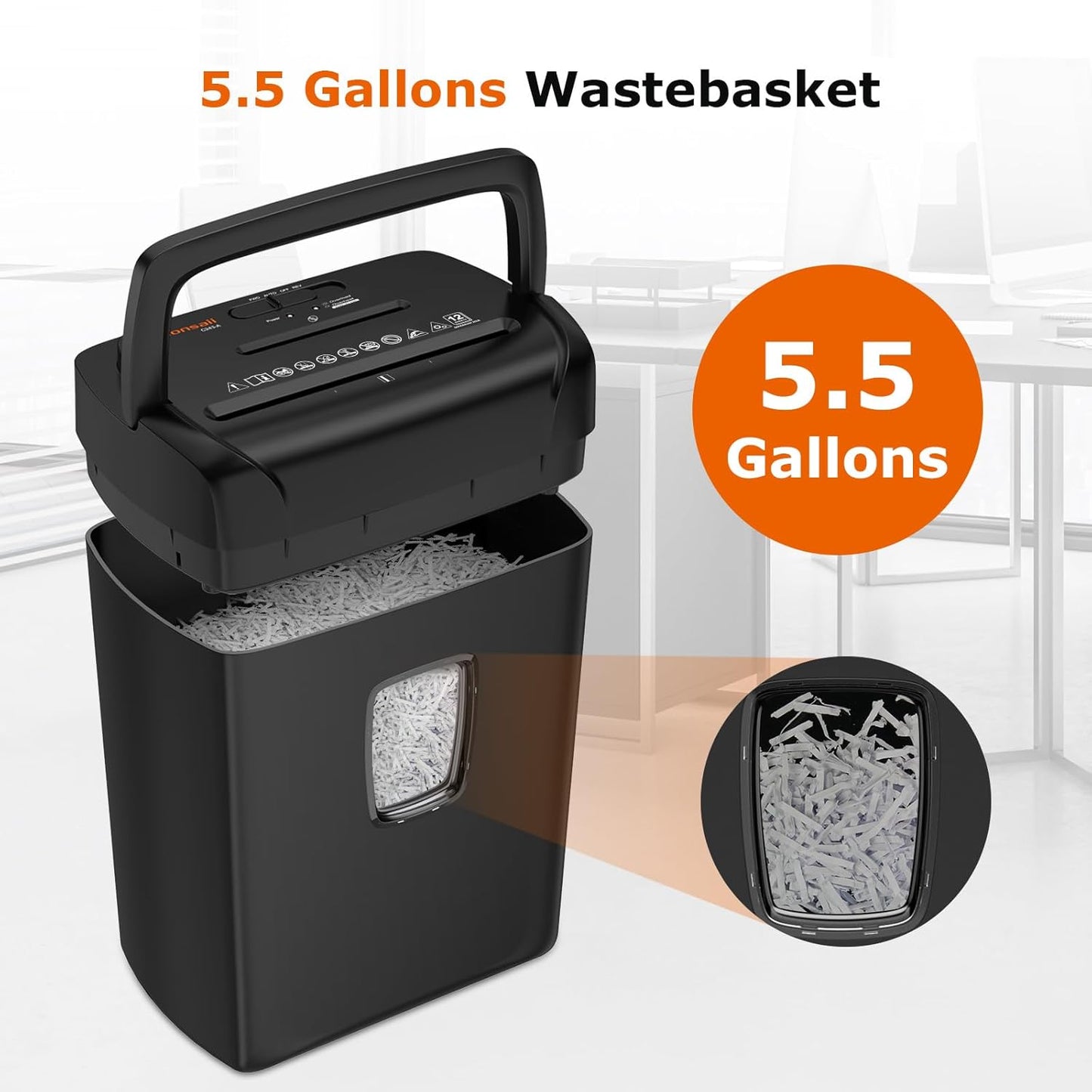 Bonsaii 12-Sheet Paper Shredder for Home Office Use, 10-Minute Cross Cut Shredder with 5.5 Gallons Bin, P-4 High Security Heavy Duty Office Shredder Shred CD/Credit Card