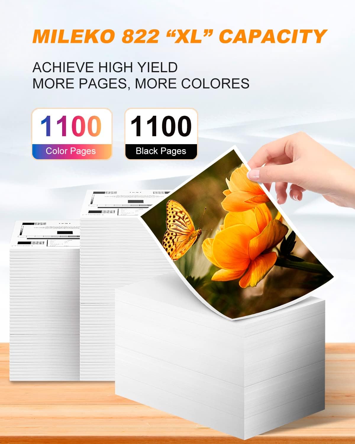 822XL Ink Cartridges Remanufactured Replacement for Epson 822XL Ink Cartridges for Epson 822 822 XL T822 for Epson WF-3820 Printer Workforce Pro WF-4820 WF-4830 WF-4833 WF-3823 Printer（5 Pack, 822XL）