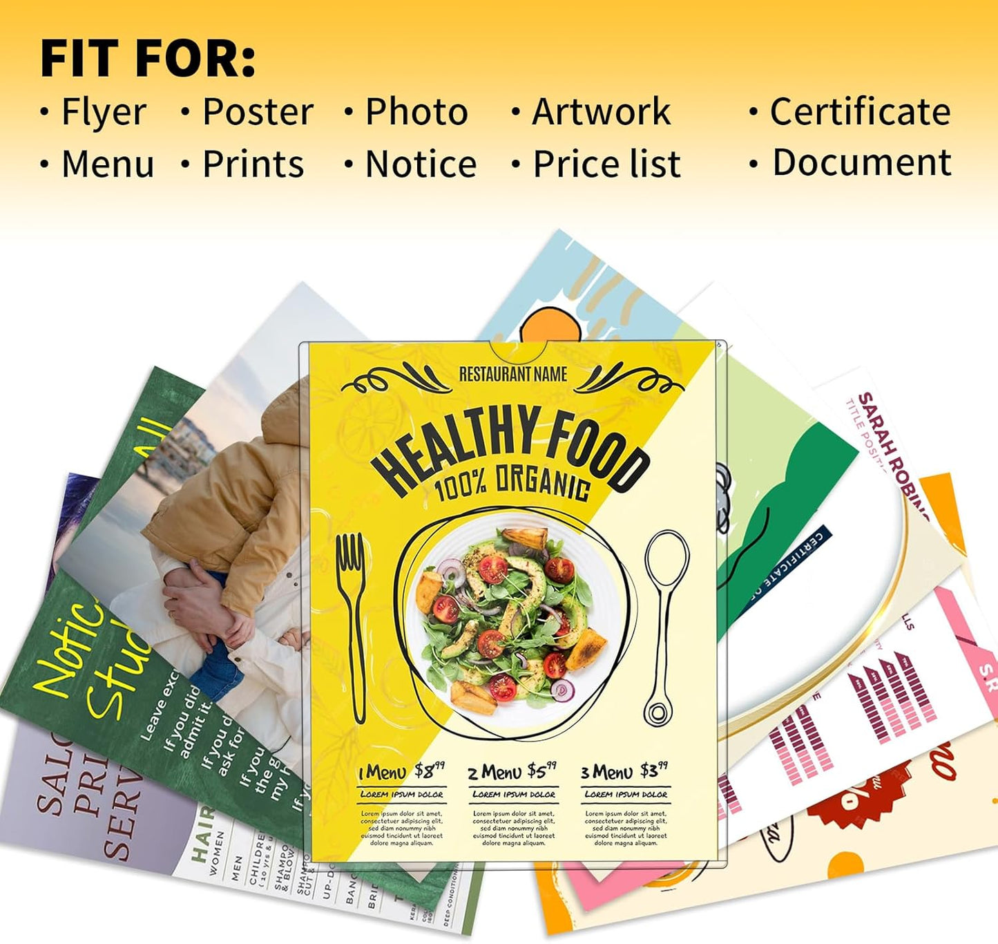 20 Pack Magnetic Sign Holder 8.5 x 11 - Wall Sign Holder Rigid Plastic Sign Holder with Magnet Strips and Adhesive Strips - Magnetic Display Frame Door Sign Holder