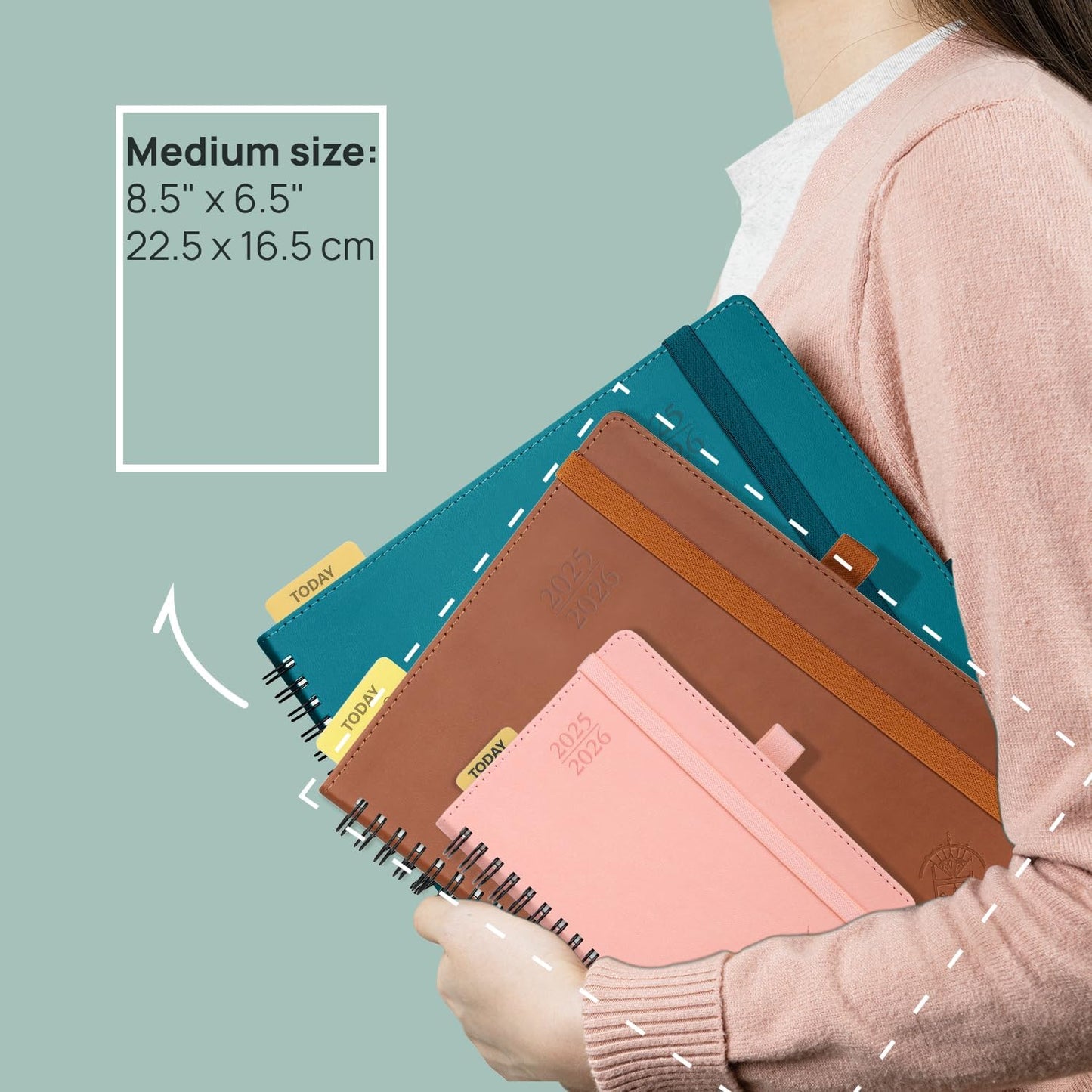 POPRUN Planner 2025-2026 (Medium - 6.5'' x 8.5'') Academic Weekly Calendar (July 2025 - June 2026) with Hourly Time Slots, Monthly Tabs, 100GSM Thick Papers, Spiral Leather Cover - Night Sky Blue