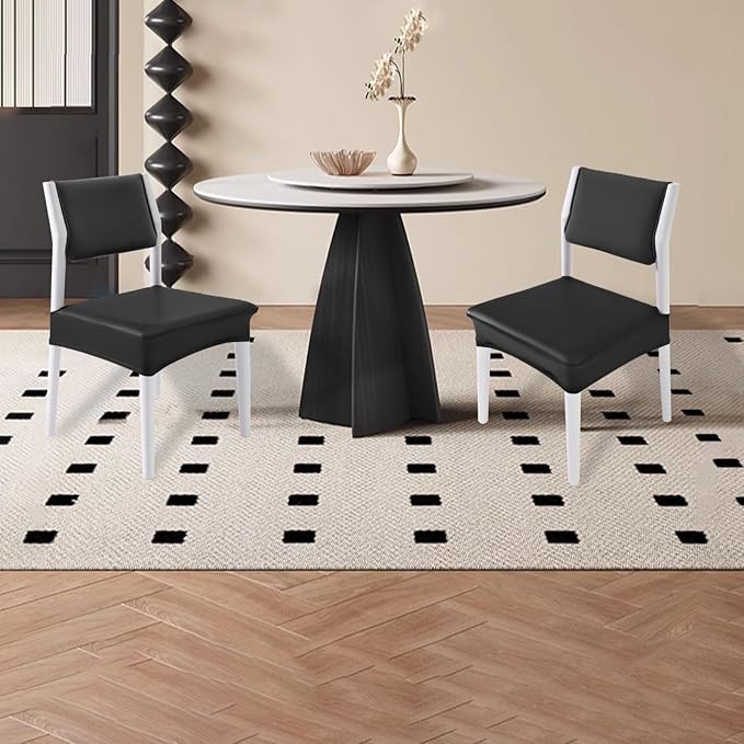 CWK Waterproof PU Leather Dining Chair Covers Set of 4-Stretchable Chair Seat Slipcovers, Removable & Washable Protector for Dining Room,Home,Office,Wedding,Rear Covers (PU-Back)