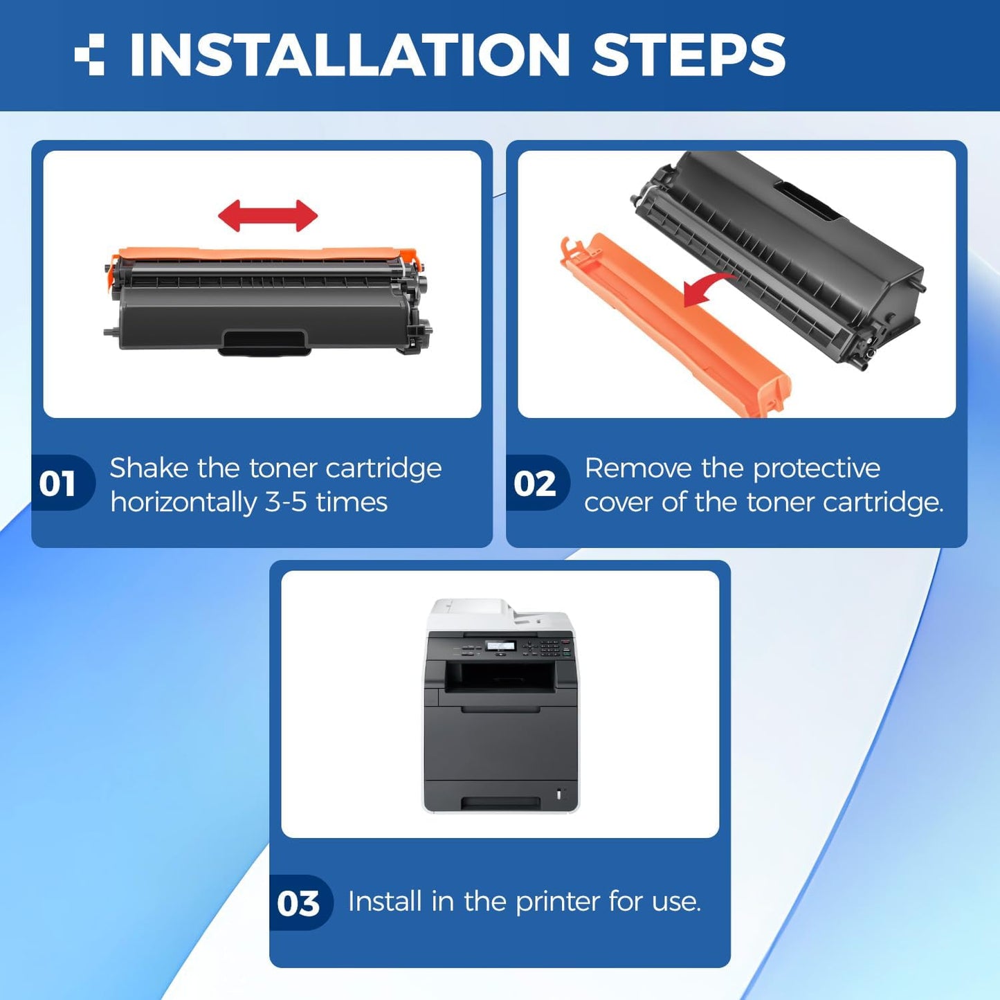 TN336 Toner Cartridge 4-Pack Replacement Compatible for Brother TN-336 TN331 TN315 MFC-L8850CDW HL-L8350CDW MFC-L8600CDW HL-4150CDN MFC-9970CDW DCP-L8400 L8450 HL-L8250 L8650 L8850 4570CDW Printer Set