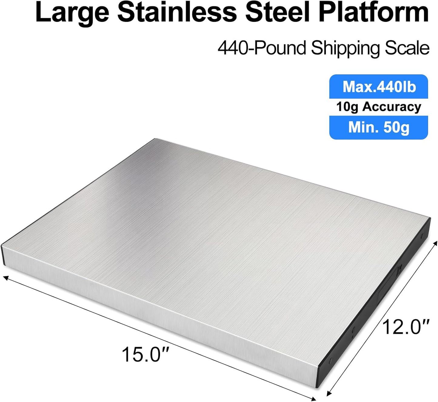 THINKSCALE 440lbs/10g Shipping Scale, Wireless LCD Displays, Heavy Duty Weight Scale Postal Scale, Stainless Steel Large Platform, Scale for Packages, Luggage Scale