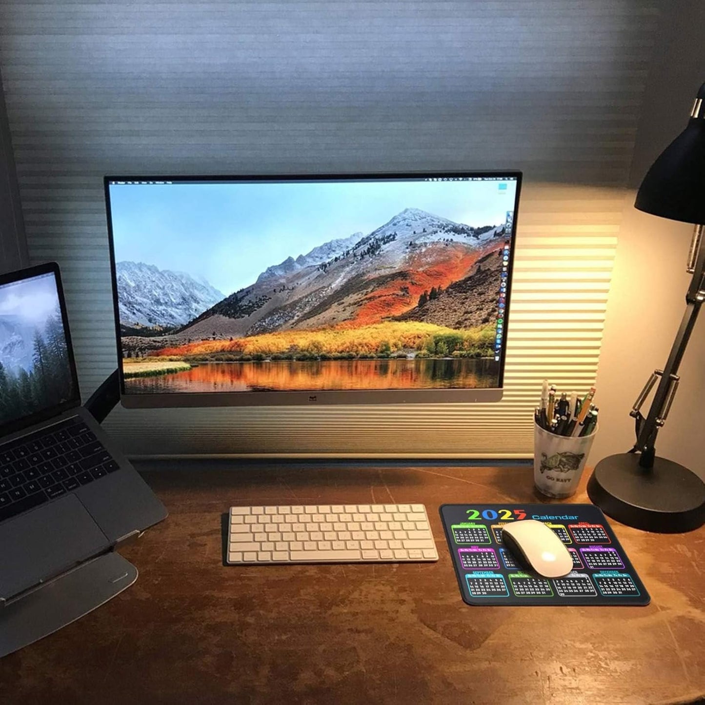 Calendar Mouse Pad 9.5 X 7.8 in, Mouse Pads with Stitched Edges and Non-Slip Rubber Base, Home Office Desk Decor Accessories for Computer Laptop Work Gaming (Black 2025)