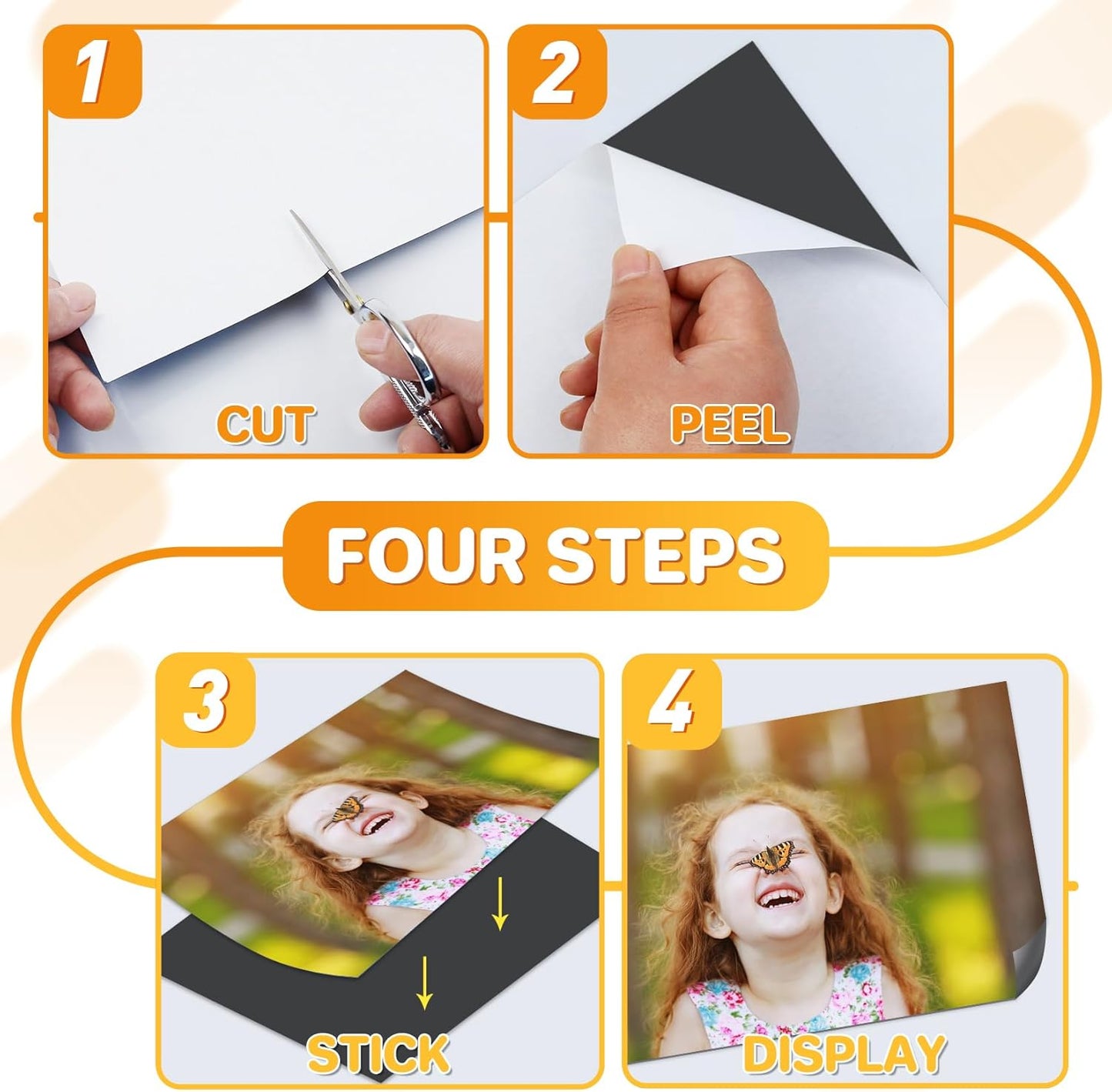 FINDMAG Magnetic Sheets (8” x 10”), Pack of 12, Flexible Magnet for Hanging Pictures, Photos, Paper Magnet for Dies, Adhesive Magnetic Sheets for Fridge, Locker, Cabinet Doors.