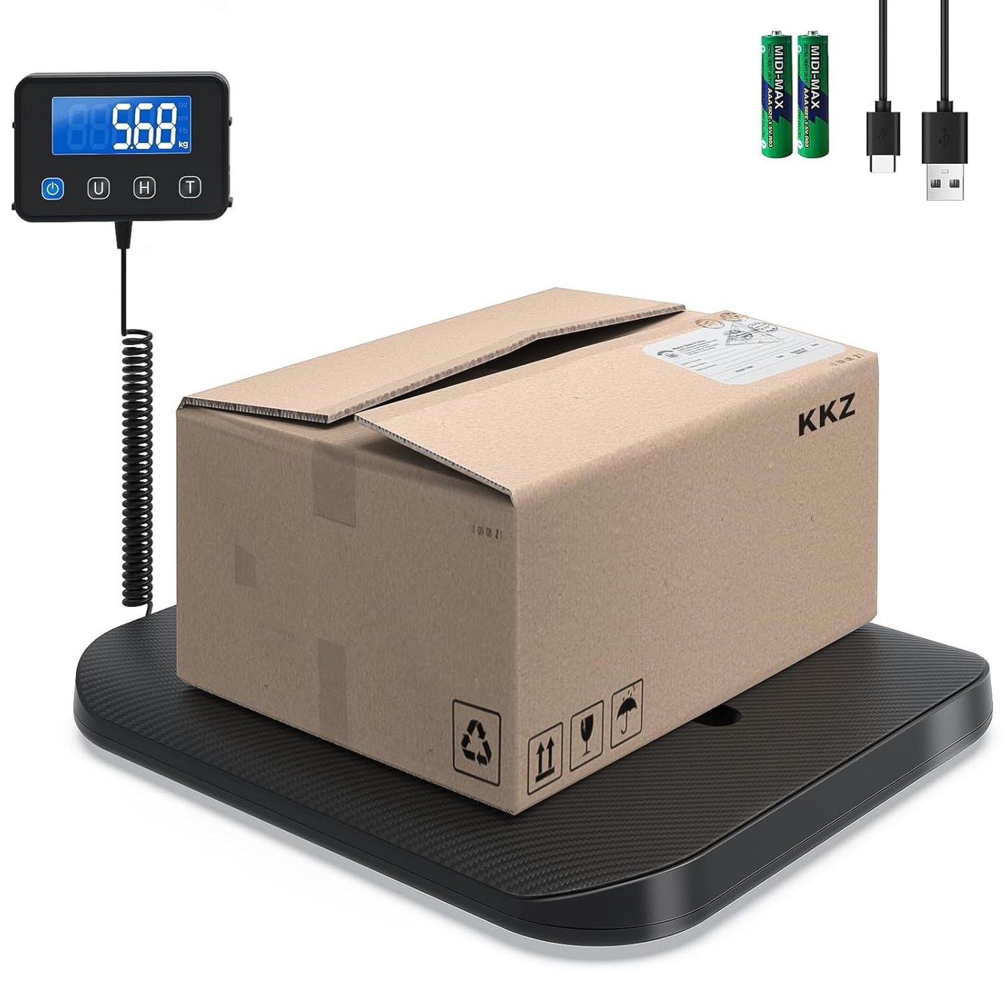 KKZ Shipping Scale, 440 LB Heavy Duty Postal Scale for Packages, Large Mailing Scale for Postage, Industrial, Small Business, Laundry, Warehouse, Carbon Fibre