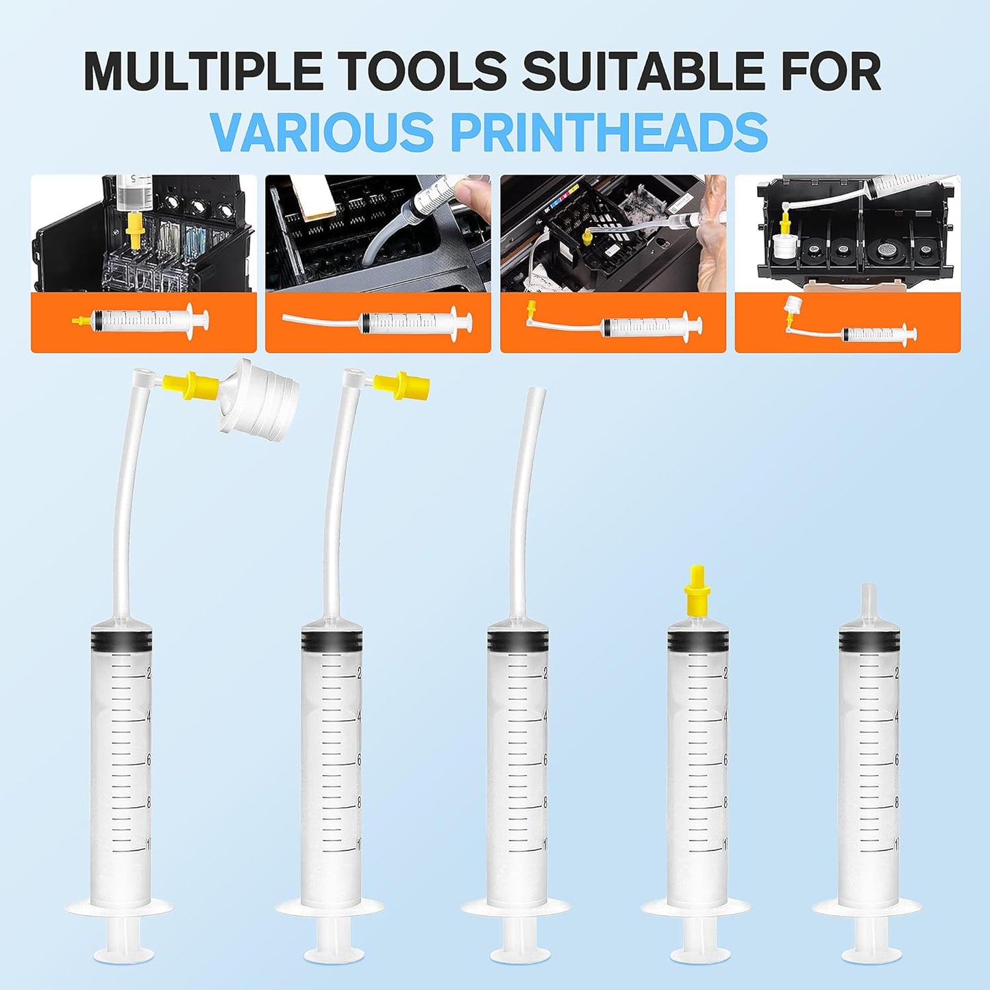 E-Z Ink Printer Cleaning Kit for Epson Ecotank Printer, Printerhead Cleaning kit for HP/Canon/Brother Inkjet Printers, Printhead Cleaning Solution, 100ML