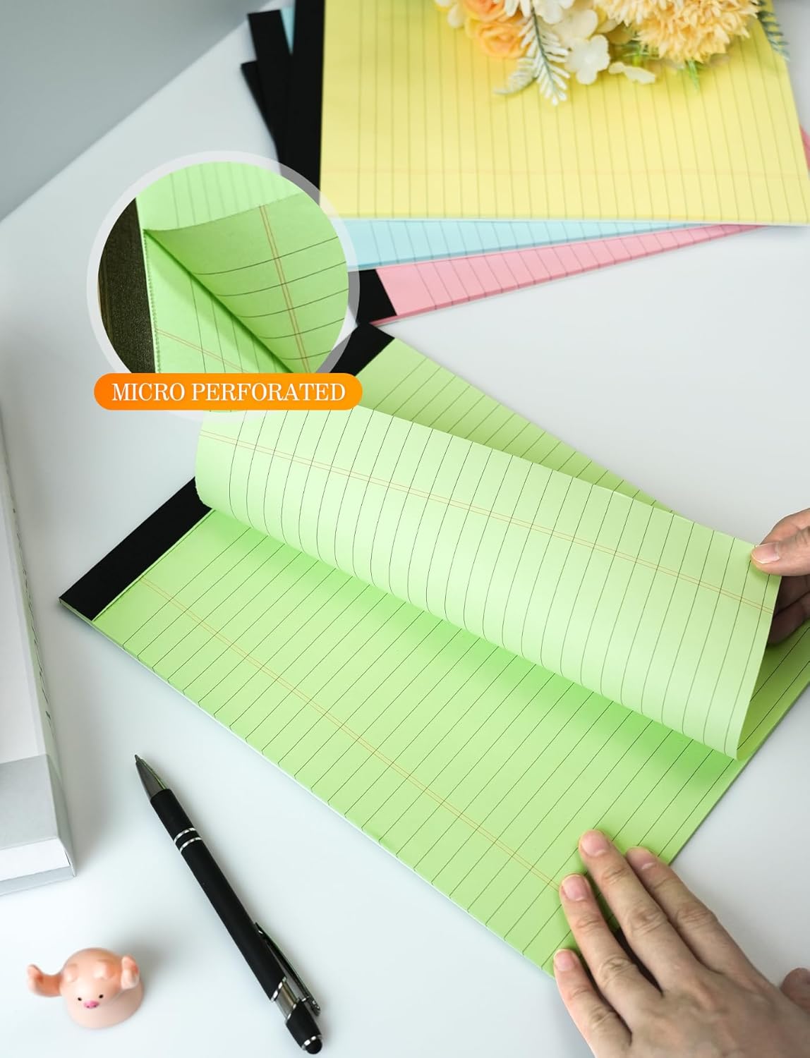 Pink Legal Pads 8.5 x 11 Notebook Paper, 12 Pack Colored Note Pads 8.5 x 11 Wide Ruled Note Paper 8 1/2 x 11, Letter Pads 8.5 x 11 Colored Notepads, Pink Legal Pads 8.5 x 11 Paper Pads, 30 Sheets/Pad