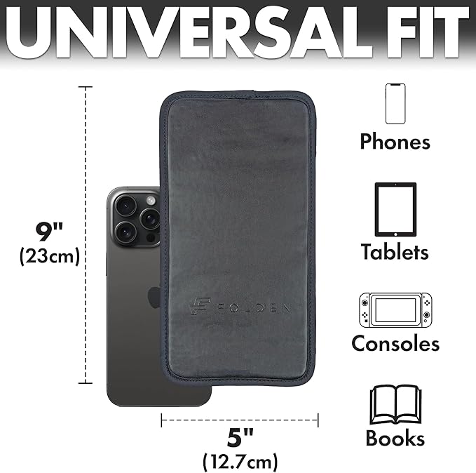 Folden Airplane Phone Holder, Flexible Cell Phone Holder, Folding Cellphone Stand for Desk, Bed, Office, Treadmill - Airplane Gadgets for Long Travel Accessories - Plane Essentials (Vegan Leather)