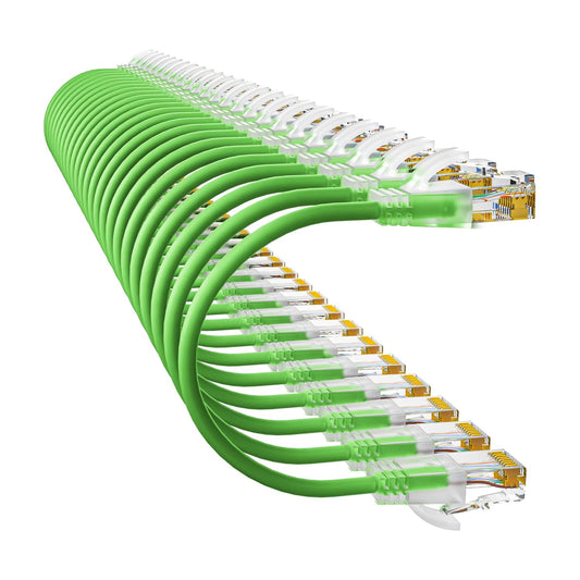 Cat6a Patch Cables 2ft (24 Pack) Slim, Cat6 Ethernet Patch Cable Pure Copper, Flexible Cat 6 Patch Cable 550MHZ 10G, Space-Saving Cat 6A Network Cables for Patch Panel, Green