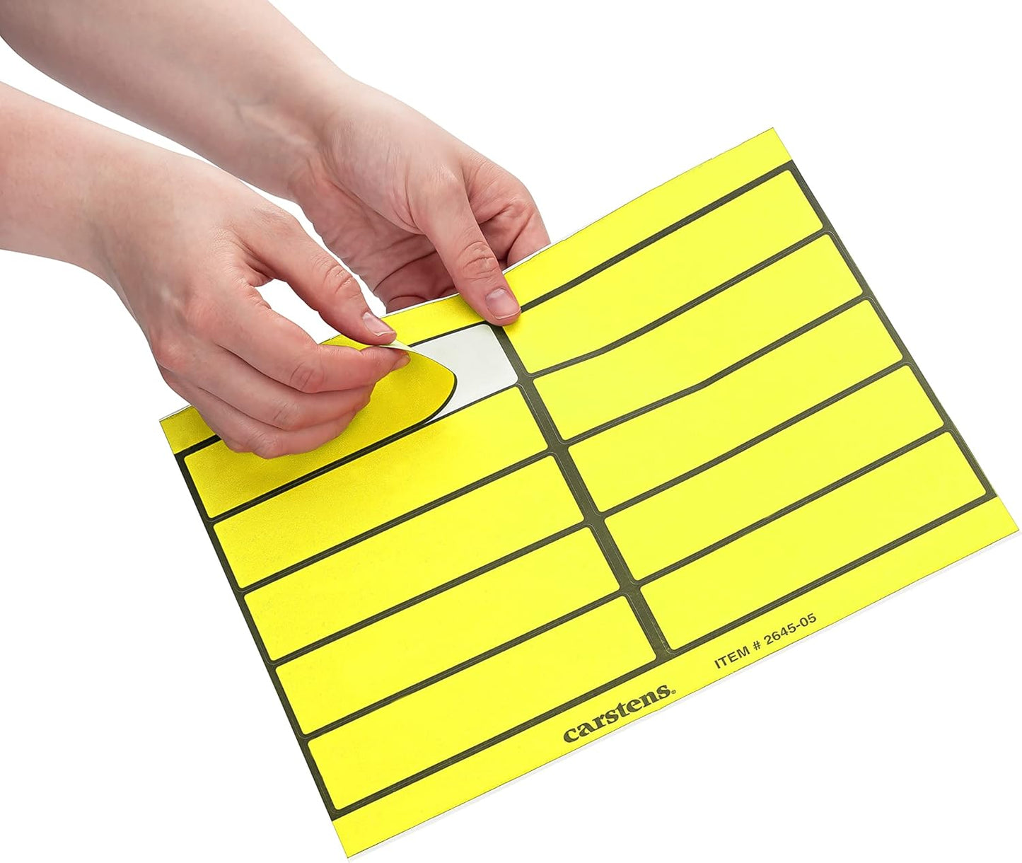 Carstens Adhesive Binder Labels, 5 3/8” x 1 3/8”, Stickers for 1.5” – 4” Ring Binder Spines, Inkjet and Laser Printer Compatible, Yellow, 20 Sheets, 10 Labels Per Sheet