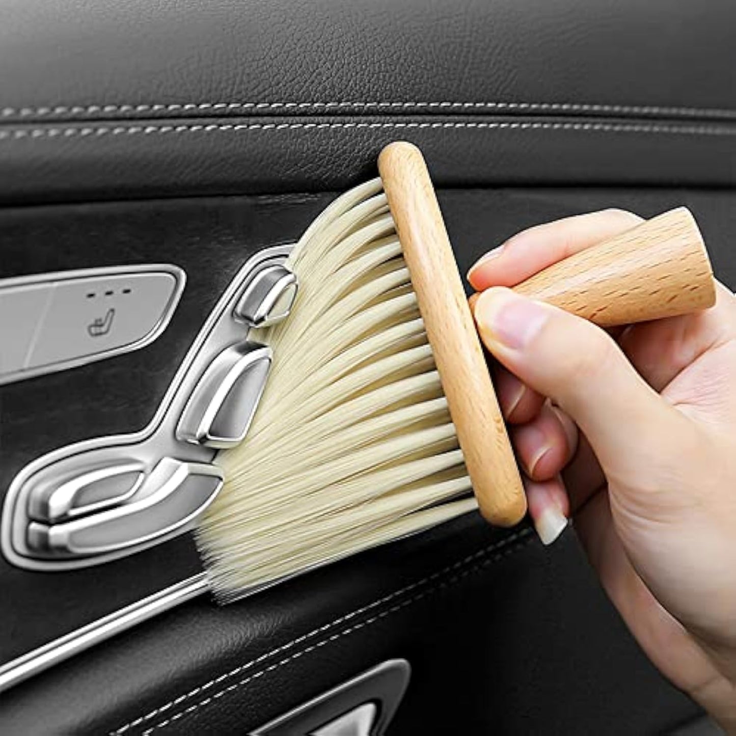 High Density Ultra Soft Detail Brush Kit - Automotive Interior Cleaning Tool with Soft Hair, Wooden Handle, Deep Cleaning for Keyboards, Laptop, Sofa and Dusting (B-1PC)