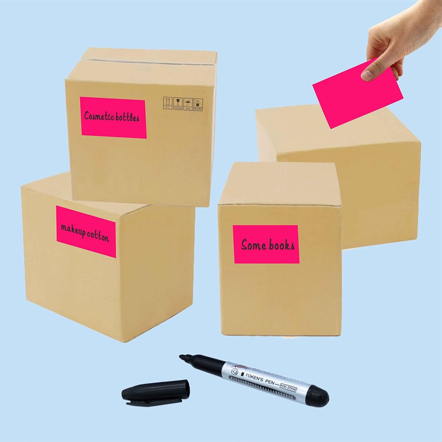 PARLAIM 3 x 5 inch Rectangle Sticker Labels Adhesive Color-Code Stickers, 250PCS Inventory Label Tags for Business, School, Fluorescent Pink