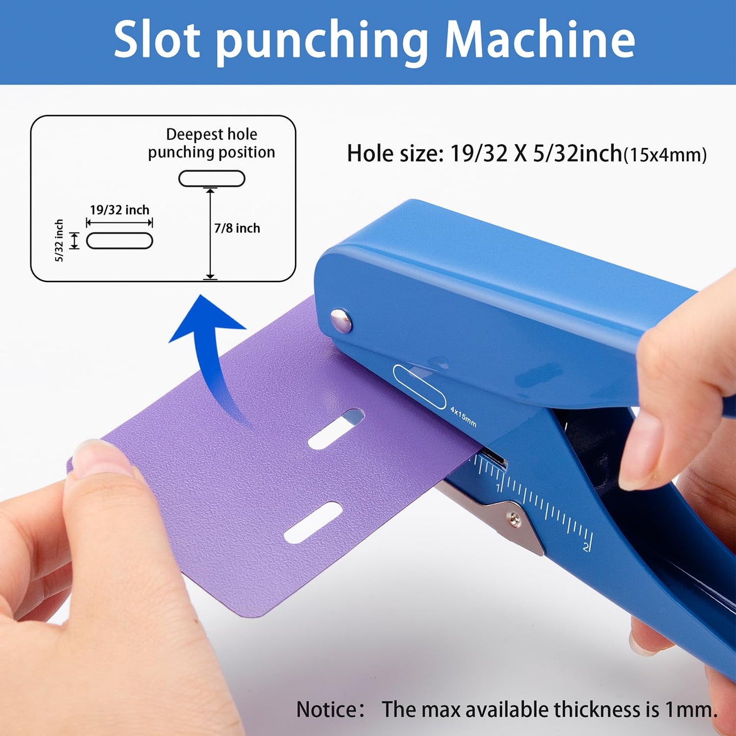 Handheld Badge Slot Hole Punch: Imlike Card Punch with Garbage Collector, Slot Puncher for PVC ID Card, Business Card, Name Tag and Luggage tag, 19/32" x 5/32" Hole, All Metal Construction