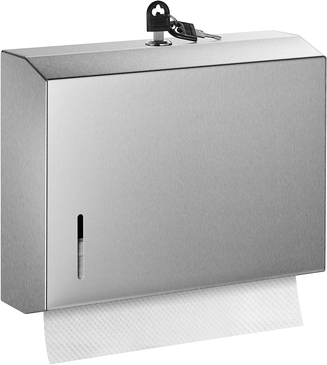 Wall Mounte Paper Towel Dispensers, 10.4" L x 3.3" D x 8.3" H, Stainless Steel C-Fold Multifold Hand Paper Tissue Holder with Lock