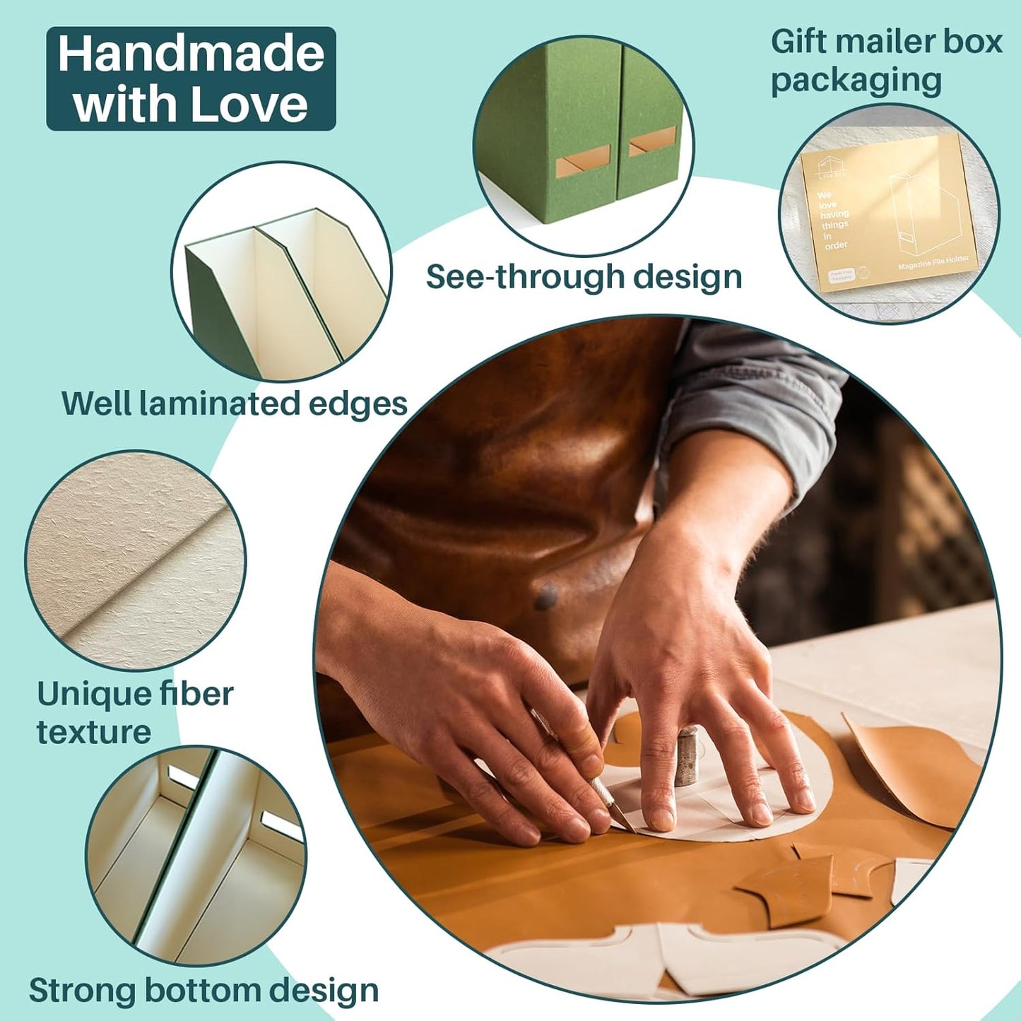 Magazine Holder - File Holder and Desk Organizer, Paperboard Book Organizer and Storage Box for Documents, Magazine Holder Rack for Classroom, Home, and Office (Leaf Green, 2-Pack)