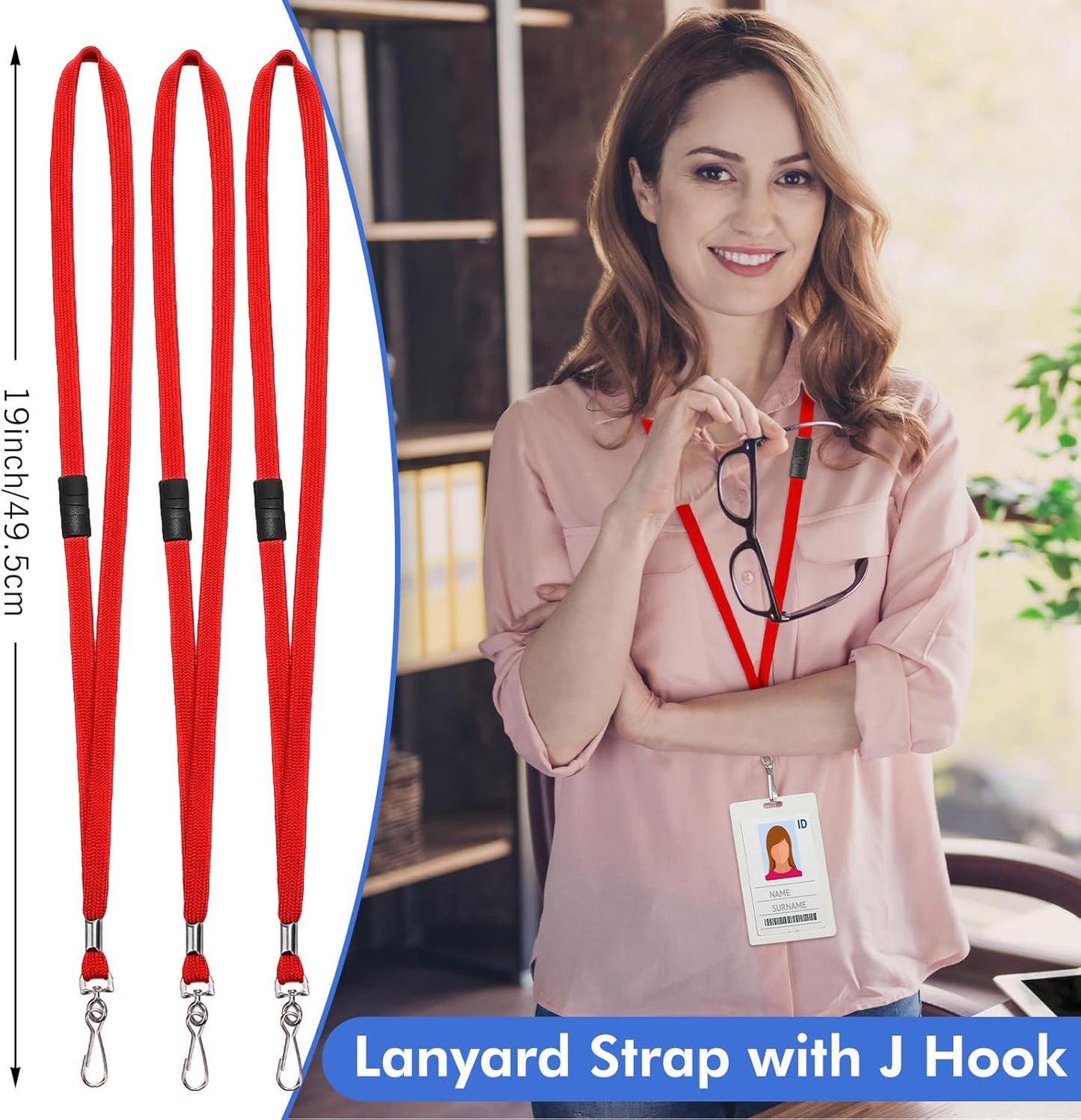 Windyun Breakaway Lanyards for ID Badges Bulk Lanyards Strap with J Hook Flat Lanyards School and Office Supplies