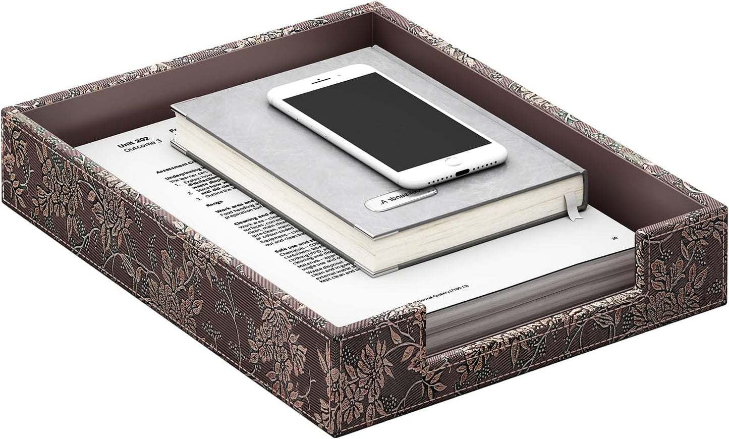 Leather Letter Tray, THIPOTEN Elegant Desk Organizer for Office Supplies, Mail, Paper, File, Magazine, Perfect Office Organization for Desktop(Retro)