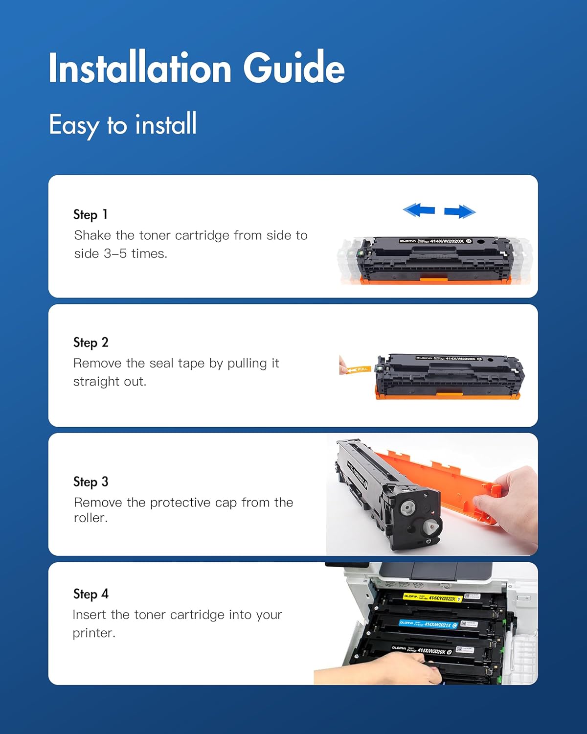 414X Toner Cartridges 4 Pack High Yield (with Chip) Compatible Replacement for HP 414X 414A for HP Color Laserj Pro MFP M479fdw M479fdn M454dw M454dn M479dw Printer | W2020X W2021X W2022X W2023X