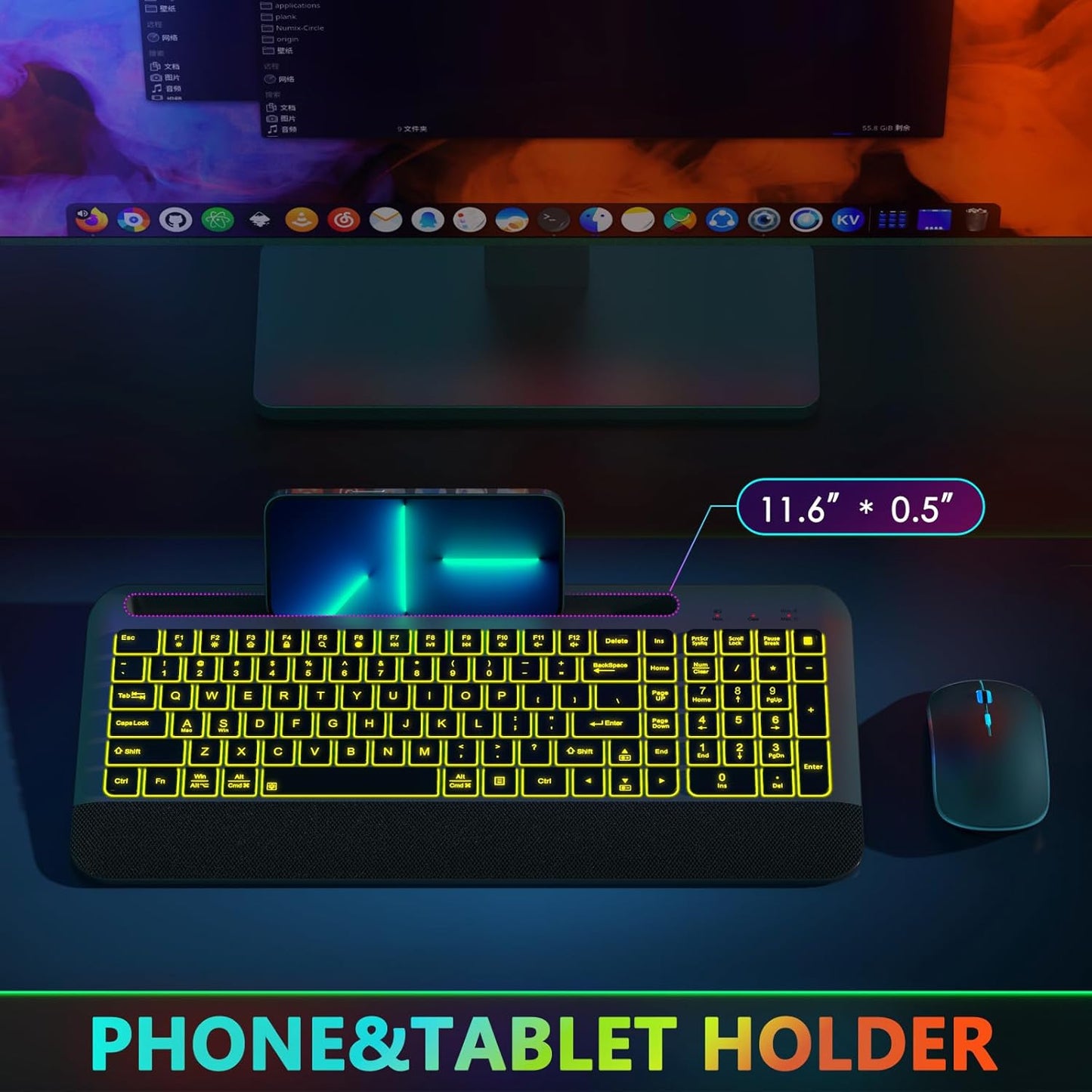 JOYACCESS Wireless Keyboard and Mouse Combo Backlit - Compact Quiet Keyboard with RGB Mouse, Rechargeable, Portable Cordless Keyboard Mouse Set for Mac, Windows, Laptop (Space Gray)