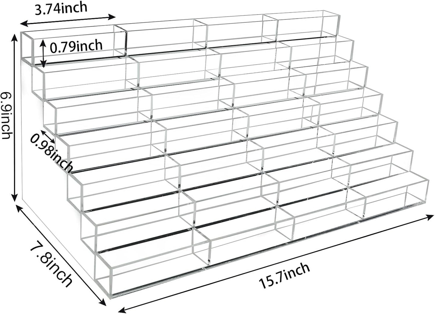 Acrylic Business Card Holder for Desk Multiple Business Card Holders 28 Slot 7 Tier Large Business Card Organizer Business Card Display Rack Clear Plastic Business Card Stand for Home Office