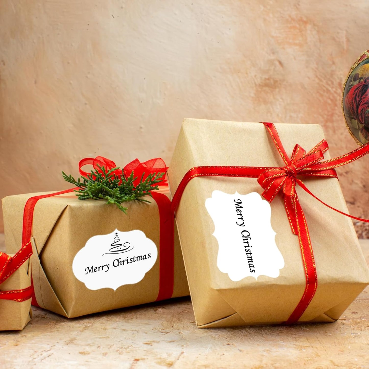 White Labels Stickers, 250PCS 3" x 2" Fancy Shape Stickers Labels for Storage Box or Food Jars Holiday Present Stickers Christmas Gift Tags Stickers