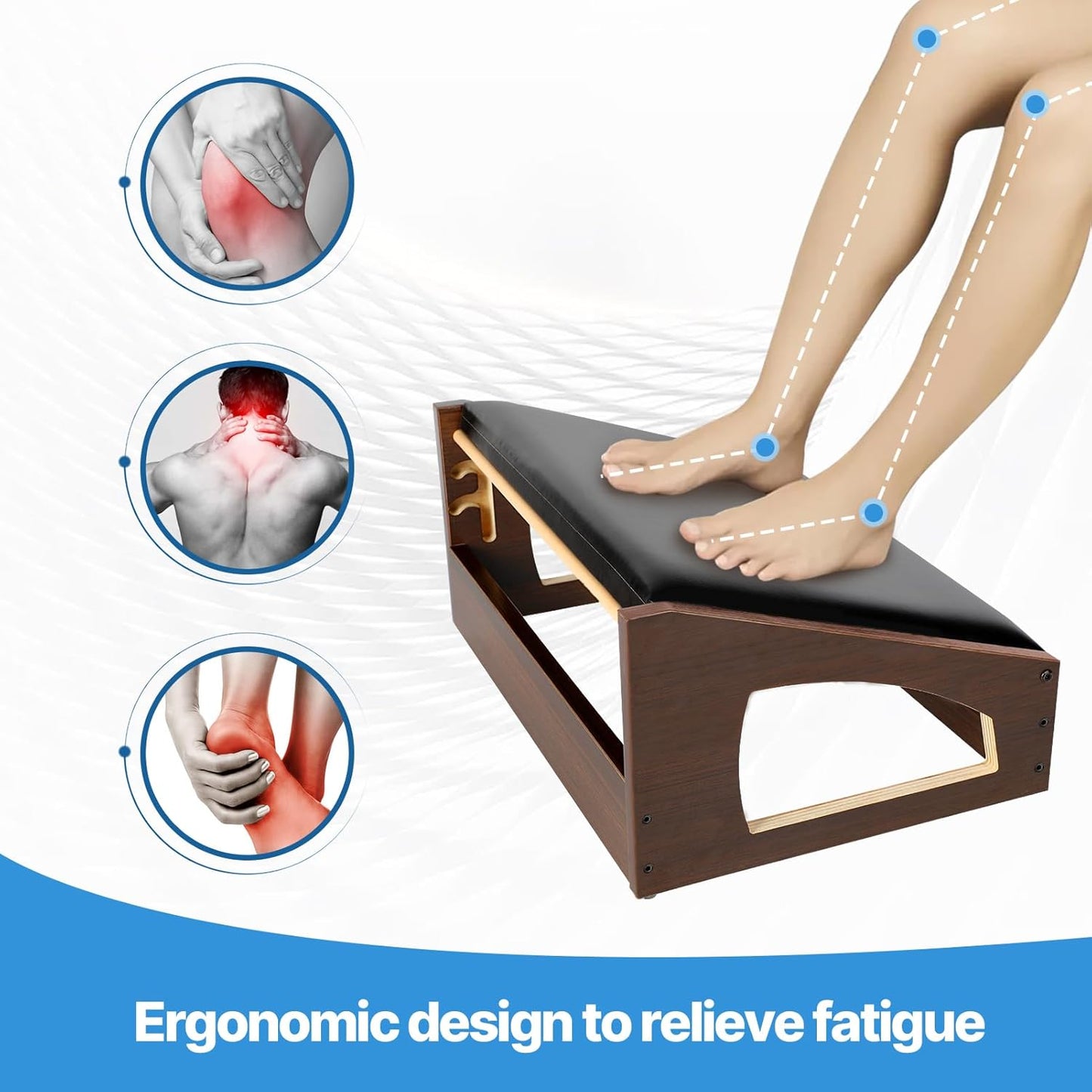Ergonomic Foot Rest, 4 Adjustable Height Foot Stool,Footrest Under Desk， Soft Cushions, Foot Rest Office,Improving Posture, Promoting Blood Circulation（Espresso）