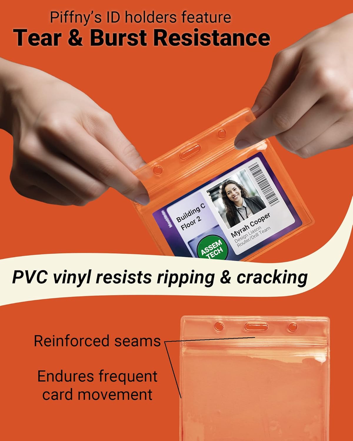 Clear ID Holder for Lanyard - ID Card Holder Waterproof (Inches, 3.5 x 2.25 Horizontal 12 Pack)