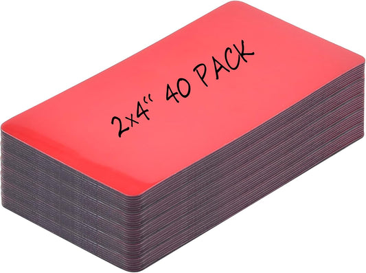 Realth Dry Erase Magnetic Labels Red (2'' × 4'' 40 Pcs),Blank Reusable Magnet Stickers, Magnets for Whiteboard, Washable Magnetic Sheets for Classroom Fridge Office, Name Tags for Teachers Students