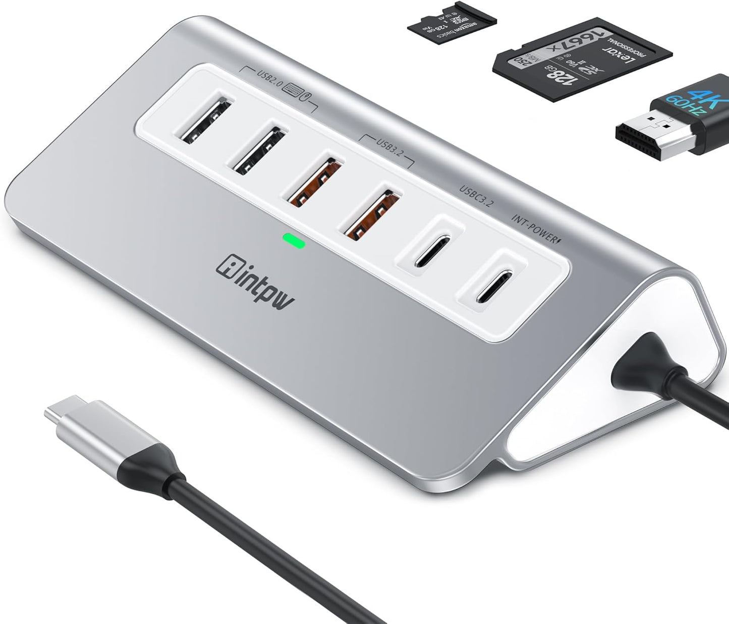 USB C Hub 10Gbps, 9-in-1 USB 3.2 Hub with 4K@60Hz HDMI, Type-C 3.2, 2 USB-A 3.2, 2 USB-A 2.0, PD 100W, SD/TF Slot, Aluminum USB Hub for Laptop, iPhone 16/15 Series, MacBook Air/Pro and More