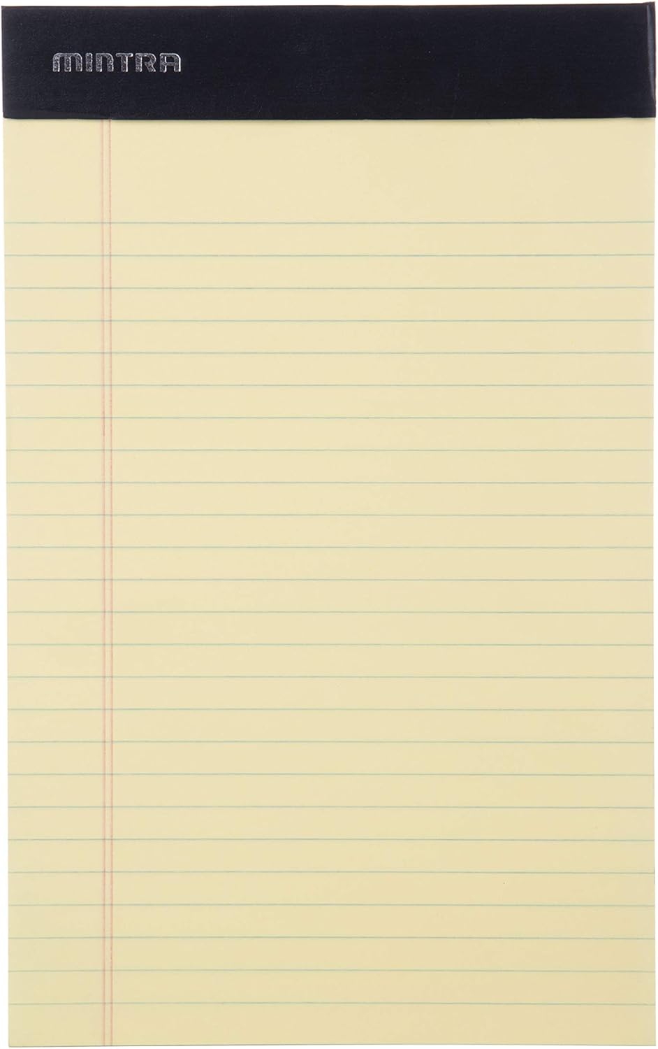 Mintra Office Legal Pads - ((BASIC CANARY 6pk, 5in x 8in, NARROW RULED))