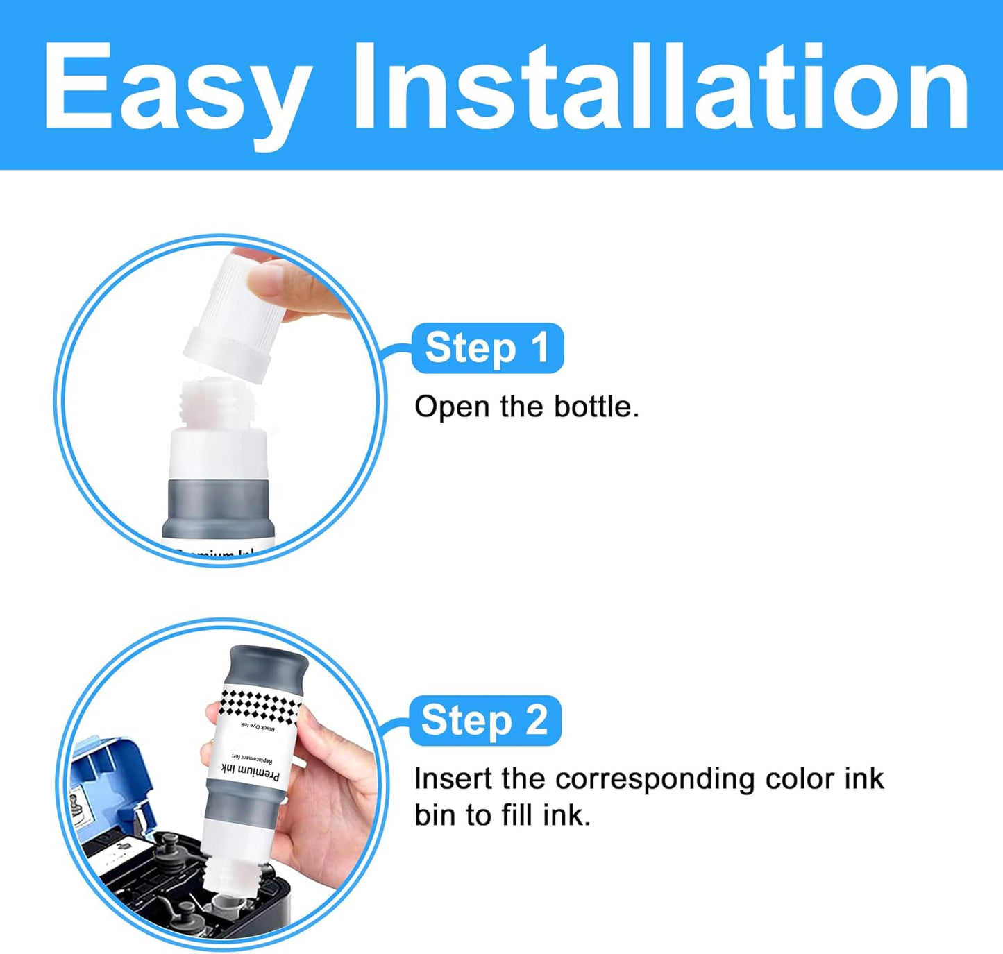 LCL GI-25 Refill Bottle Ink Replacement for Canon 25 GI-25 GI25 Ink Works for Canon PIXMA MegaTank GX2020 GX1020 Printer (Black 70ml, CMY 70ml, 4-Pack)