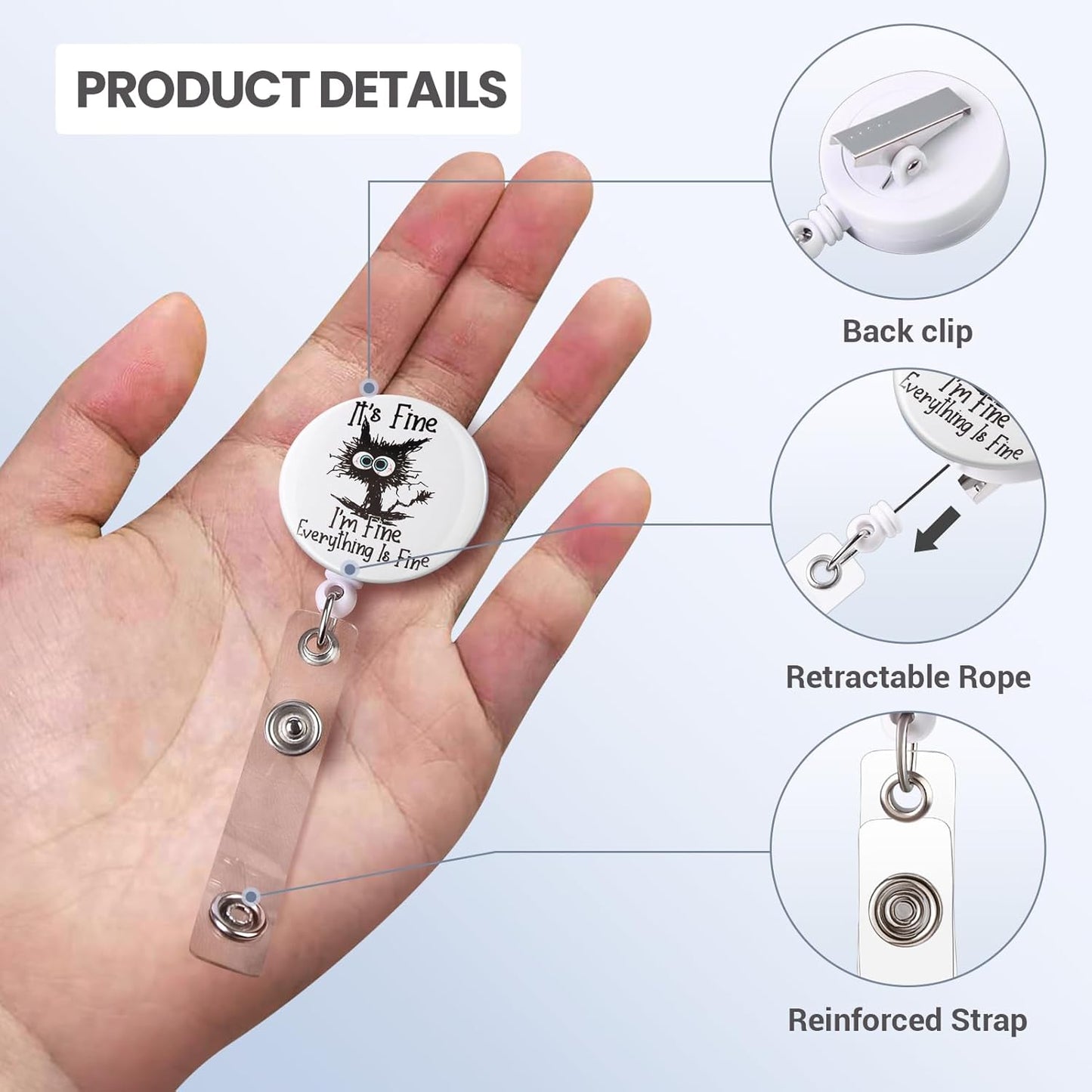 Nurse Badge Reel, Funny ID Badge Clip, Cute Badge Holder, This is Fine Cat Badge Reels Retractable, Office Lanyard Accessories, Nursing Student Gifts