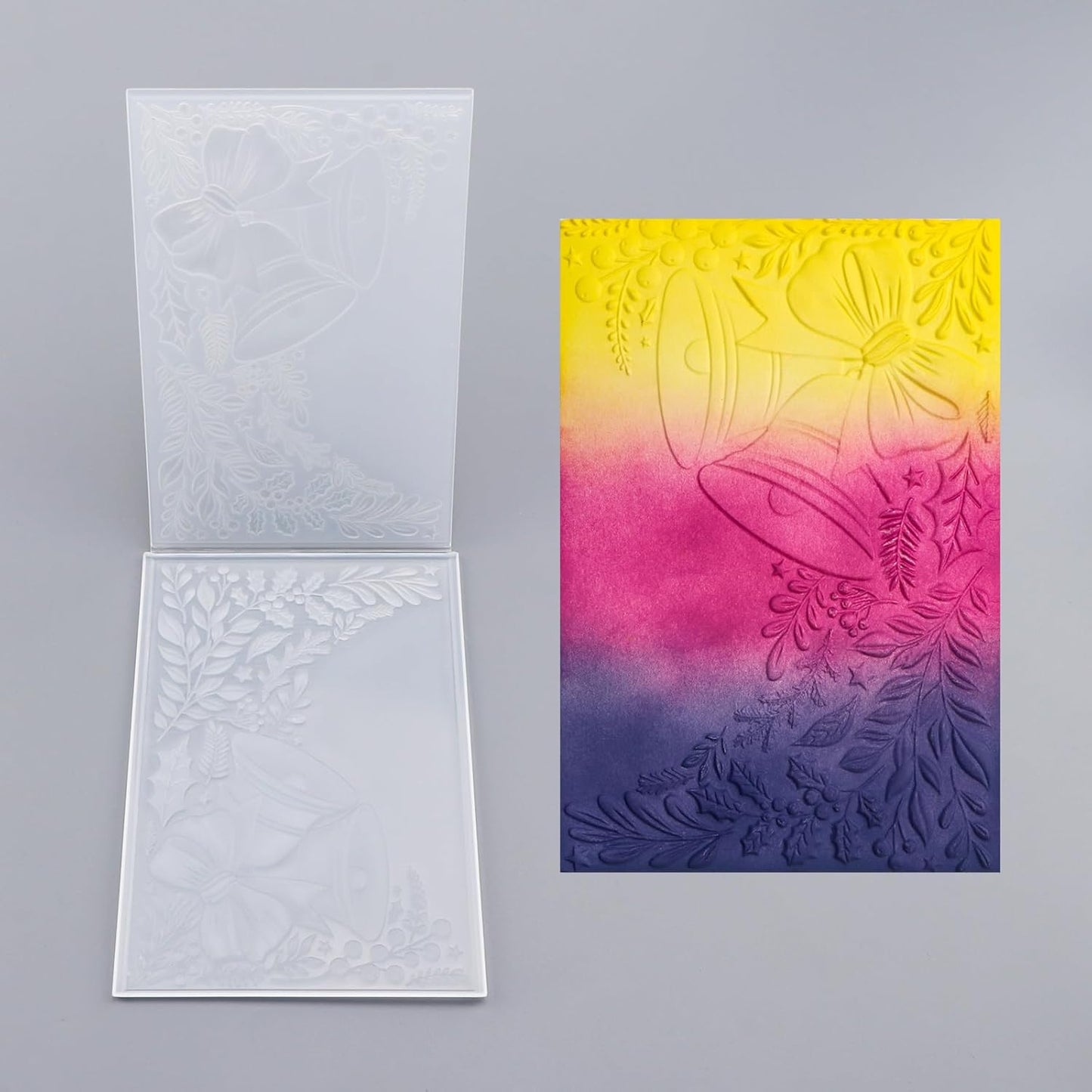 BAOFALI 3D Embossing Folder for Card Making,Bow Tied on The Bell Clear Plastic Texture Fades Embossing Folder Template for Scrapbooking and Other Paper Craft Album Stamps DIY Decoration