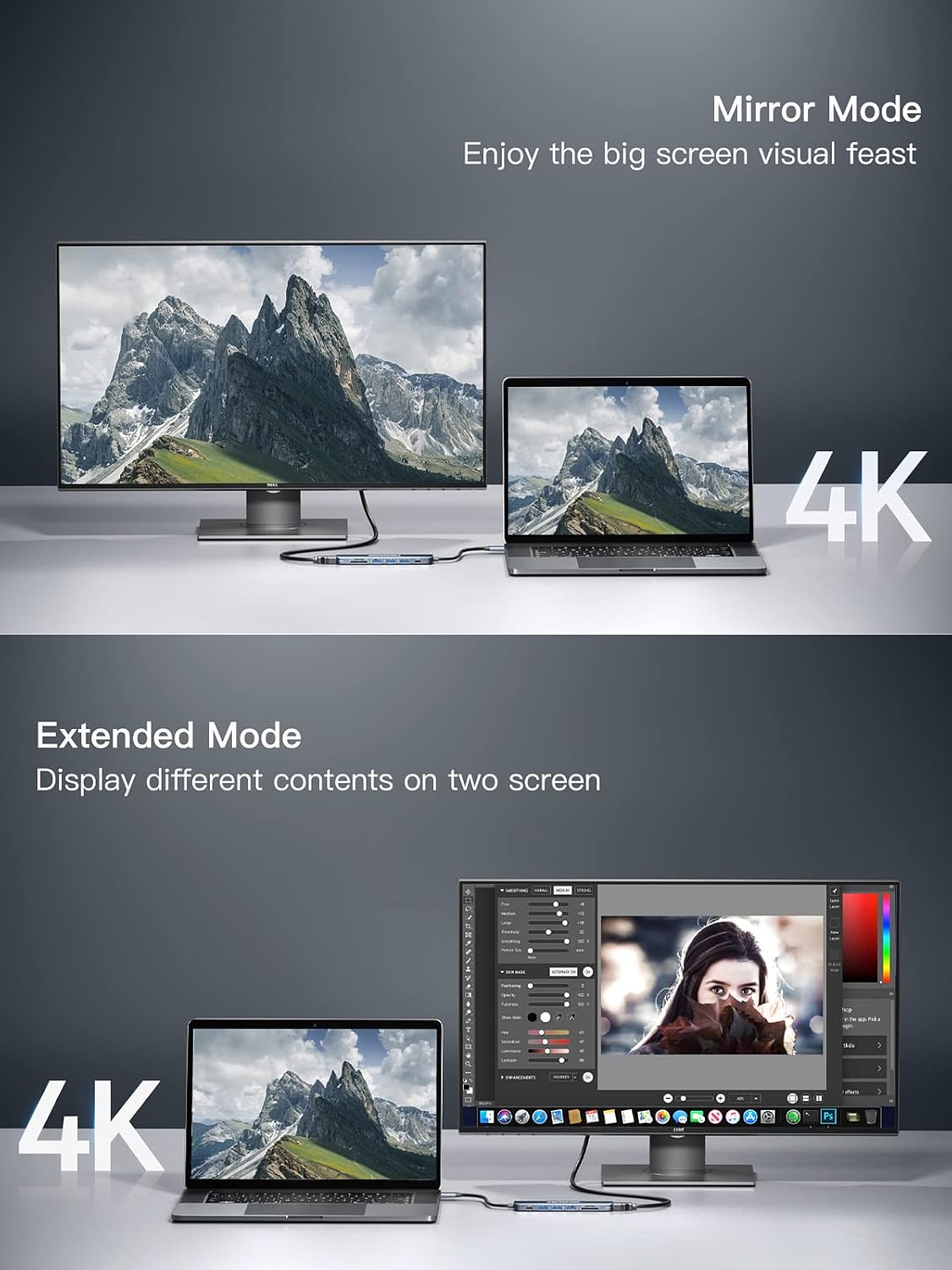 USB C Hub, DockteckExpand 7 in 1 USB-C Multiport Adapter with 4K HDMI, 100W Power Delivery, 3 USB 3.0 Ports, SD/TF Card Reader, for MacBook Pro/Air, iMac, iPad Pro, Surface Pro 7/8, XPS, HP and More