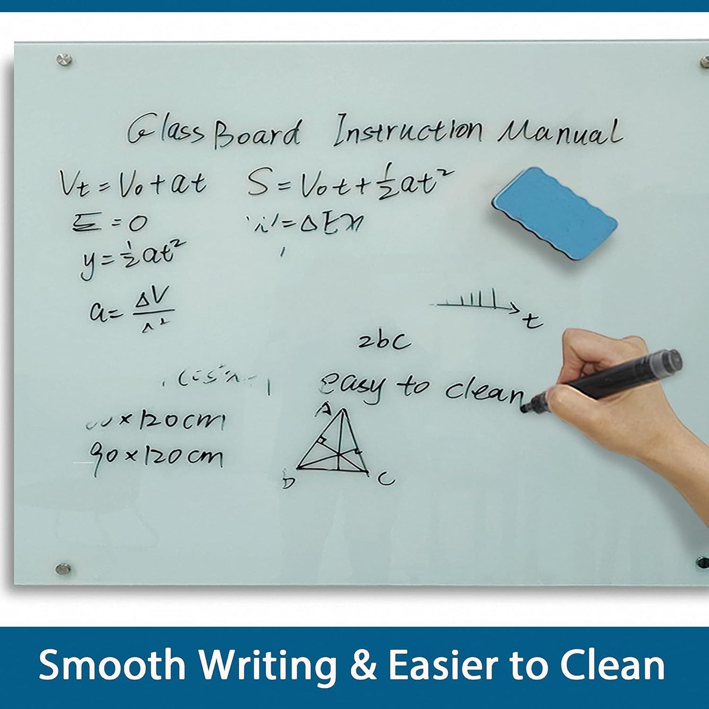 Magnetic Glass Writeboard 72"x48" Premium Tempered Dry Erase Boards Wall Mounted Frameless Whiteboard Bulletin Message Boards (White)