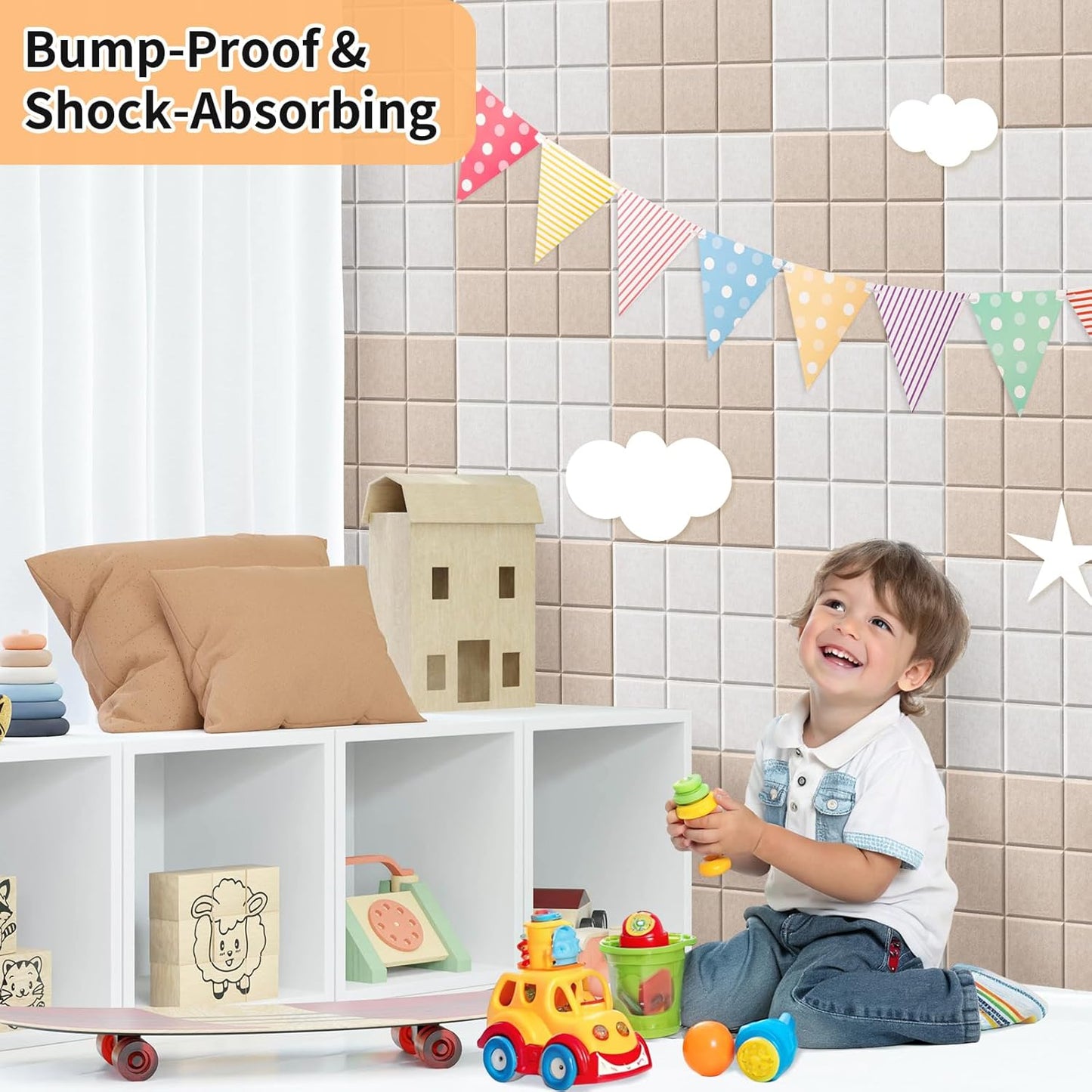 Smarpau Large Cork Boards Bulletin Board 48"x36", 12 Pack Felt Corkboards Pin Board with 50 Removable Adhesive Tabs 35 Pushpins, Cork Wall Tiles for Home School Decor