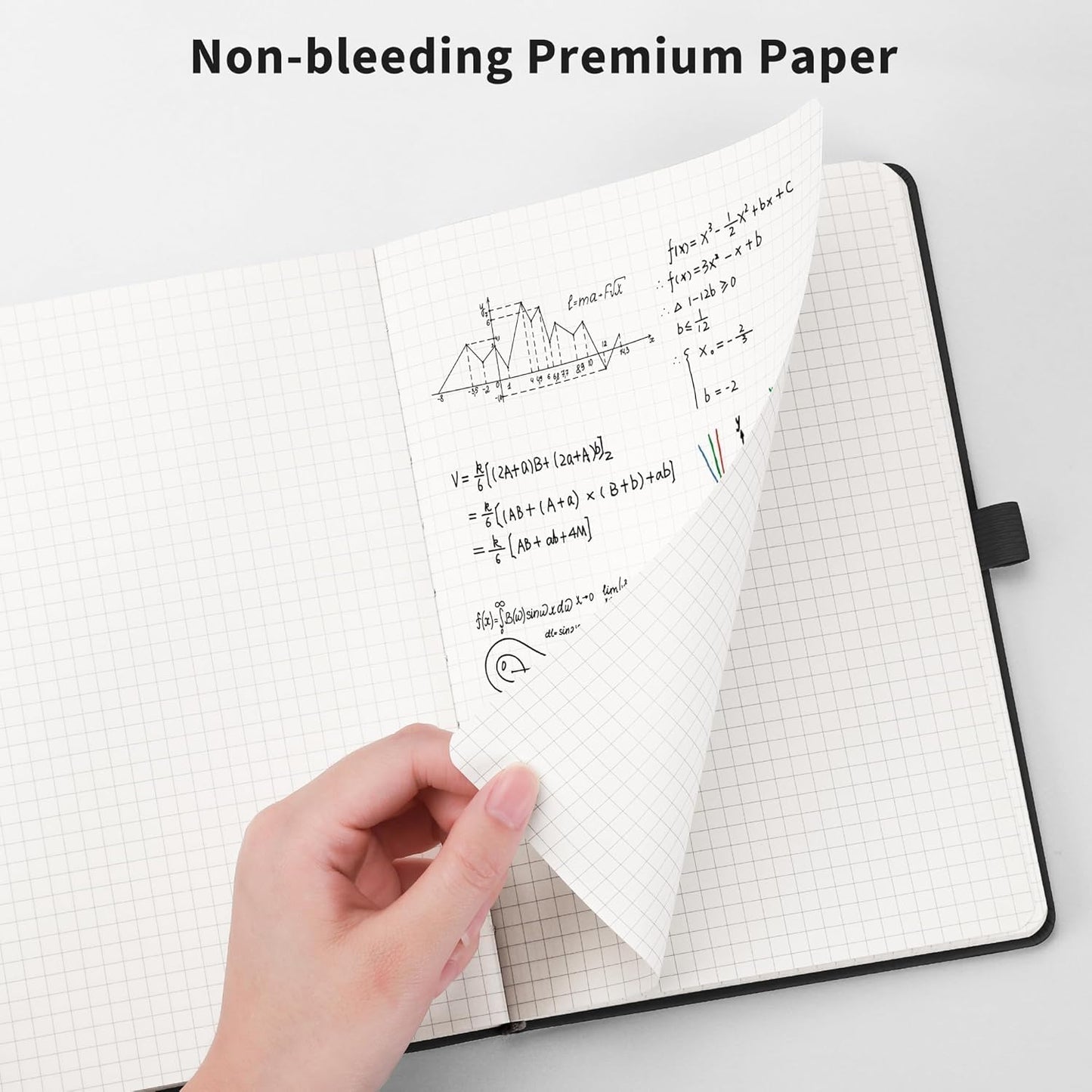 RETTACY Graph Grid Paper Notebook, 192 Pages, A5 Medium Size (5.7'' x 8.3''), 5 Squares per Inch, Leather Hardcover, 100 GSM Thick Paper, for School, Students, Math, Engineering (Brown)