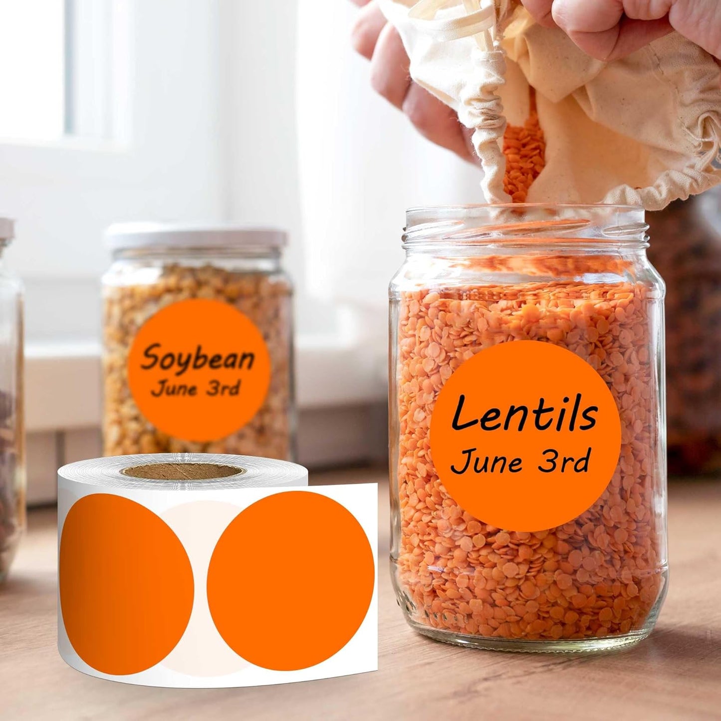 PARLAIM 2 inch Round Color-Code Dot Sticker Labels, 4 Rolls 2000 Adhesive Label Pack in Dispenser Box, Orange