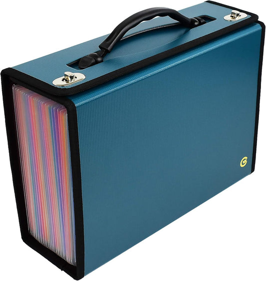 CNK Accordion File Folders with 24 Pockets Organizer for Document Paper Storage Folder Documents Expanding Binder Folio Pocket Receipt Filing Expandable Files Dividers Labels Letter Durable Handle