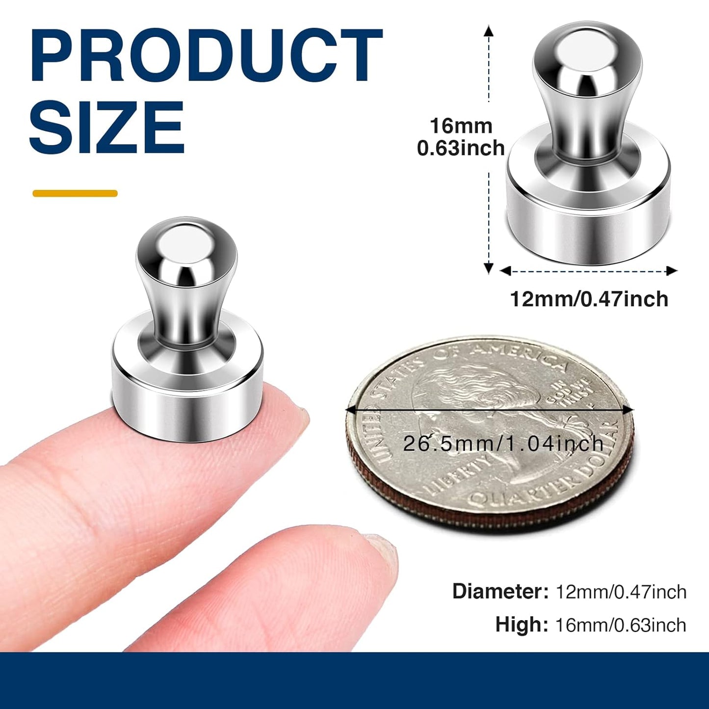 MIKEDE Strong Fridge Magnets for Whiteboard, 15Pcs Neodymium Push Pins for Refrigerator, Office, School, Classroom, Kitchen