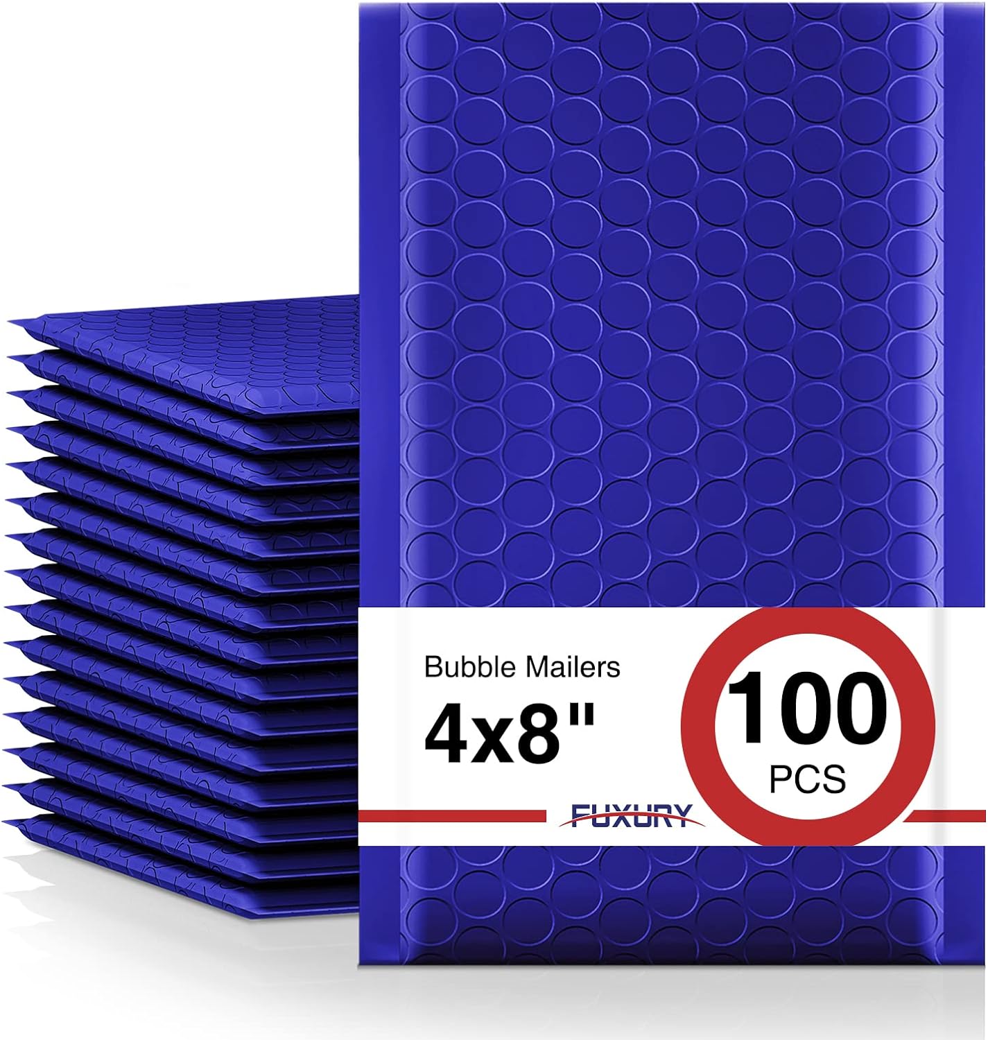 Fuxury 100Pcs 4x8 Bubble Mailers Royal Blue Shipping Padded Envelopes Usable Size 4x7' Waterproof Mailing Envelopes Bubble Padded for Mailing,Packaging, Small Business